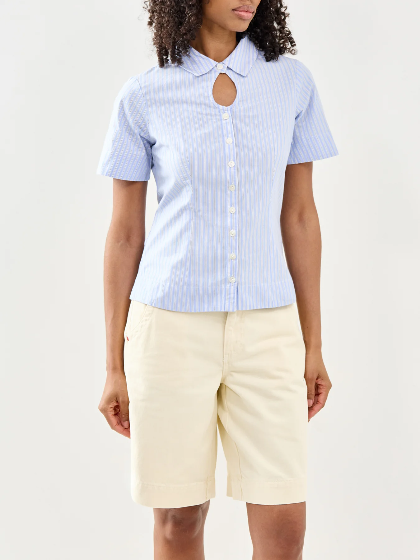 Ebba Stripe Shirt Blue - Image 4
