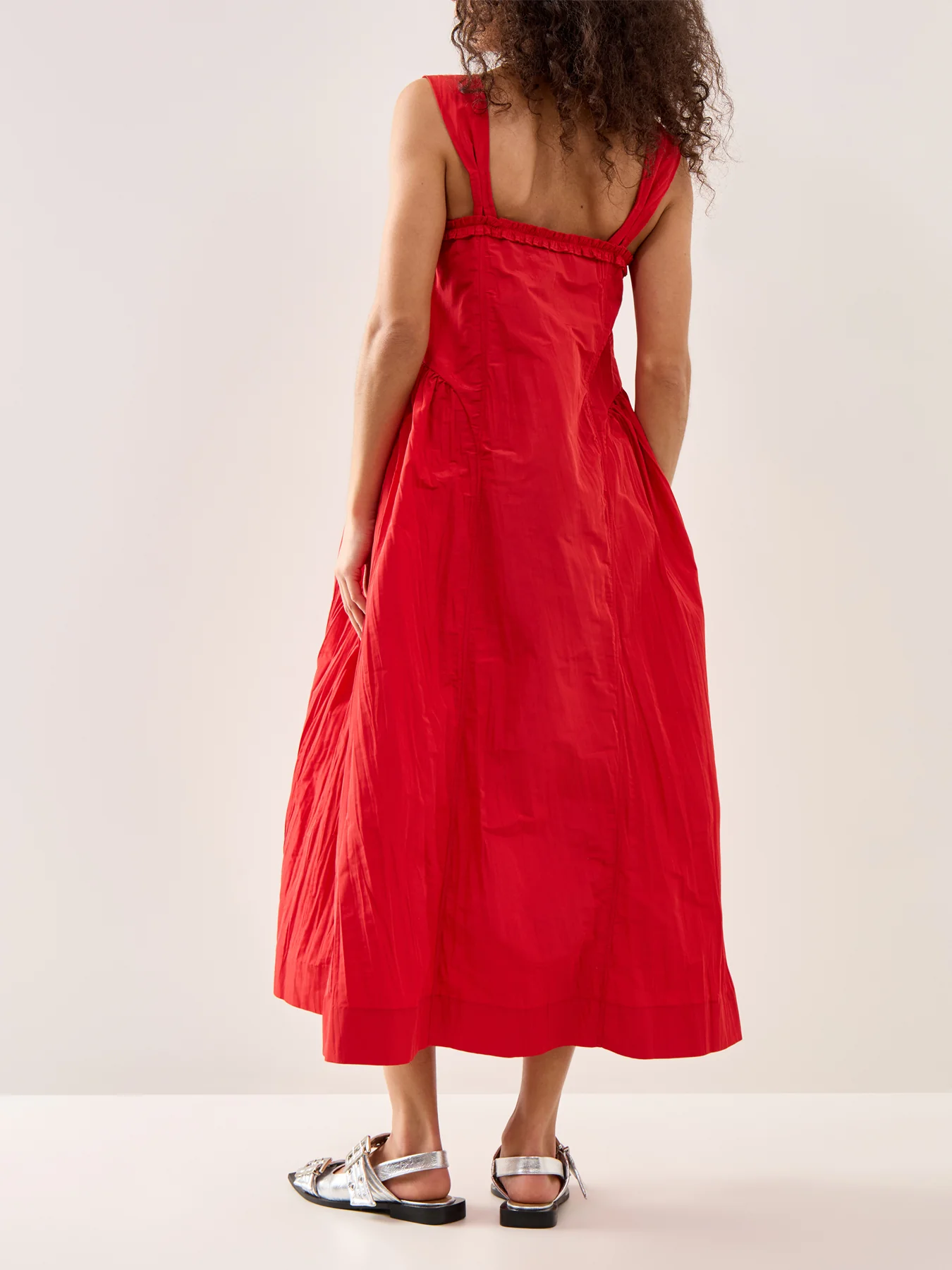 Elina Tafetta Midi Dress Red - Image 4