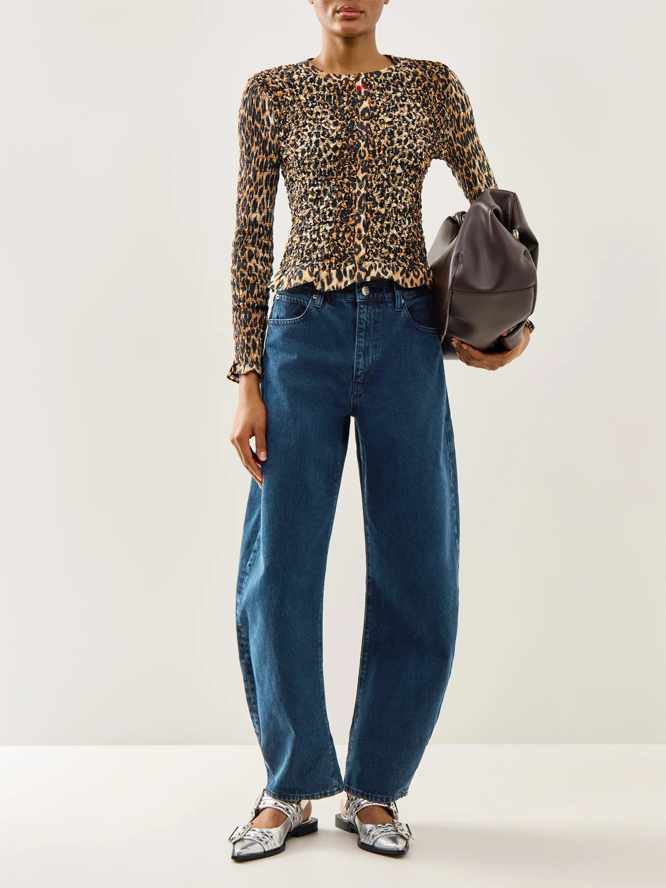 Elliana Smocked Cardigan Leopard - Image 2