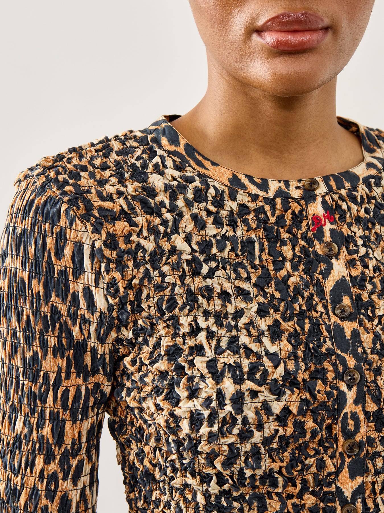 Elliana Smocked Cardigan Leopard - Image 3