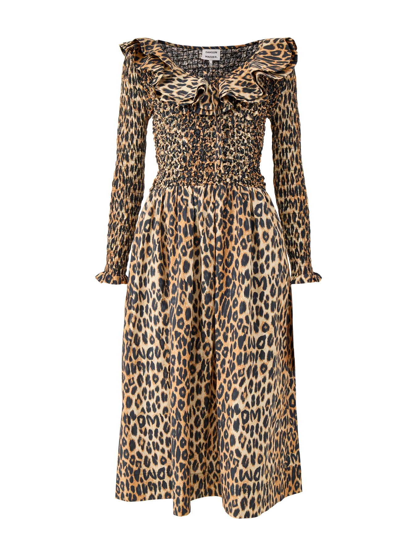 Harper Shirred Midi Dress Leopard