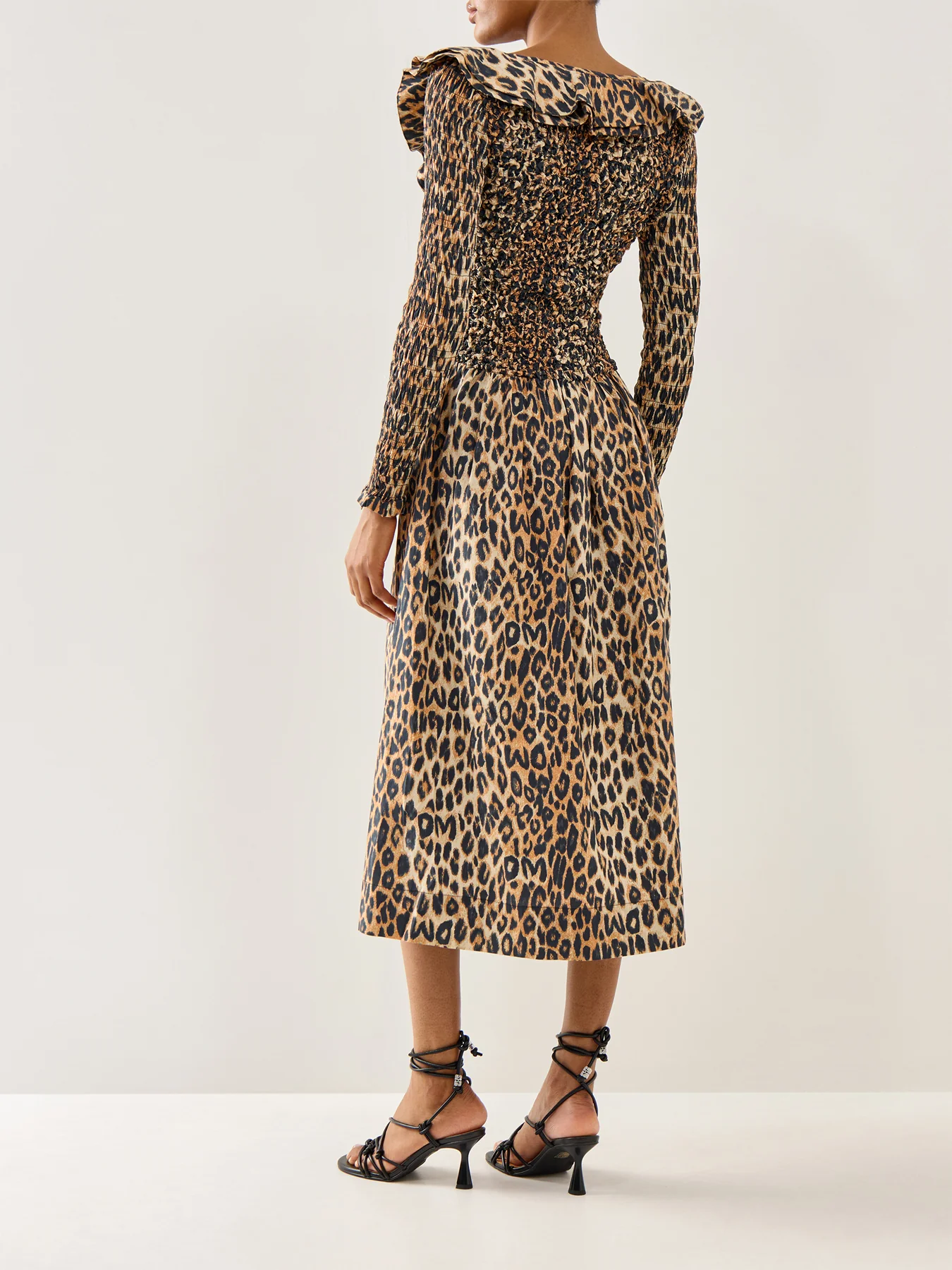 Harper Shirred Midi Dress Leopard - Image 5