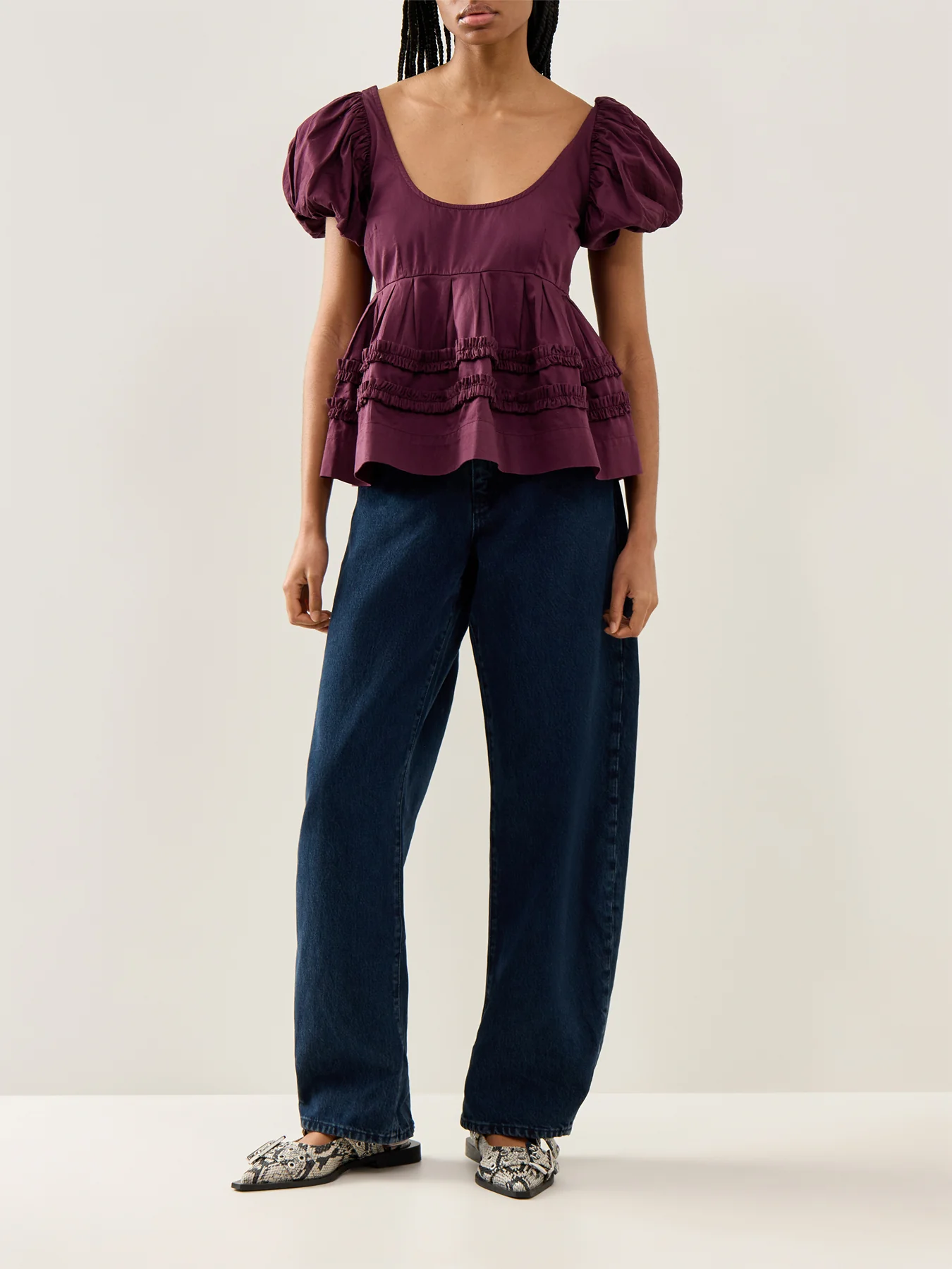 Joy Ruffle Detail Blouse Burgundy - Image 2