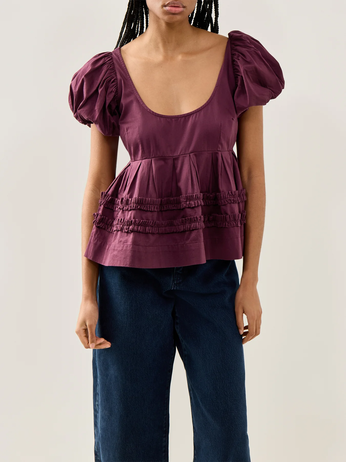 Joy Ruffle Detail Blouse Burgundy - Image 4