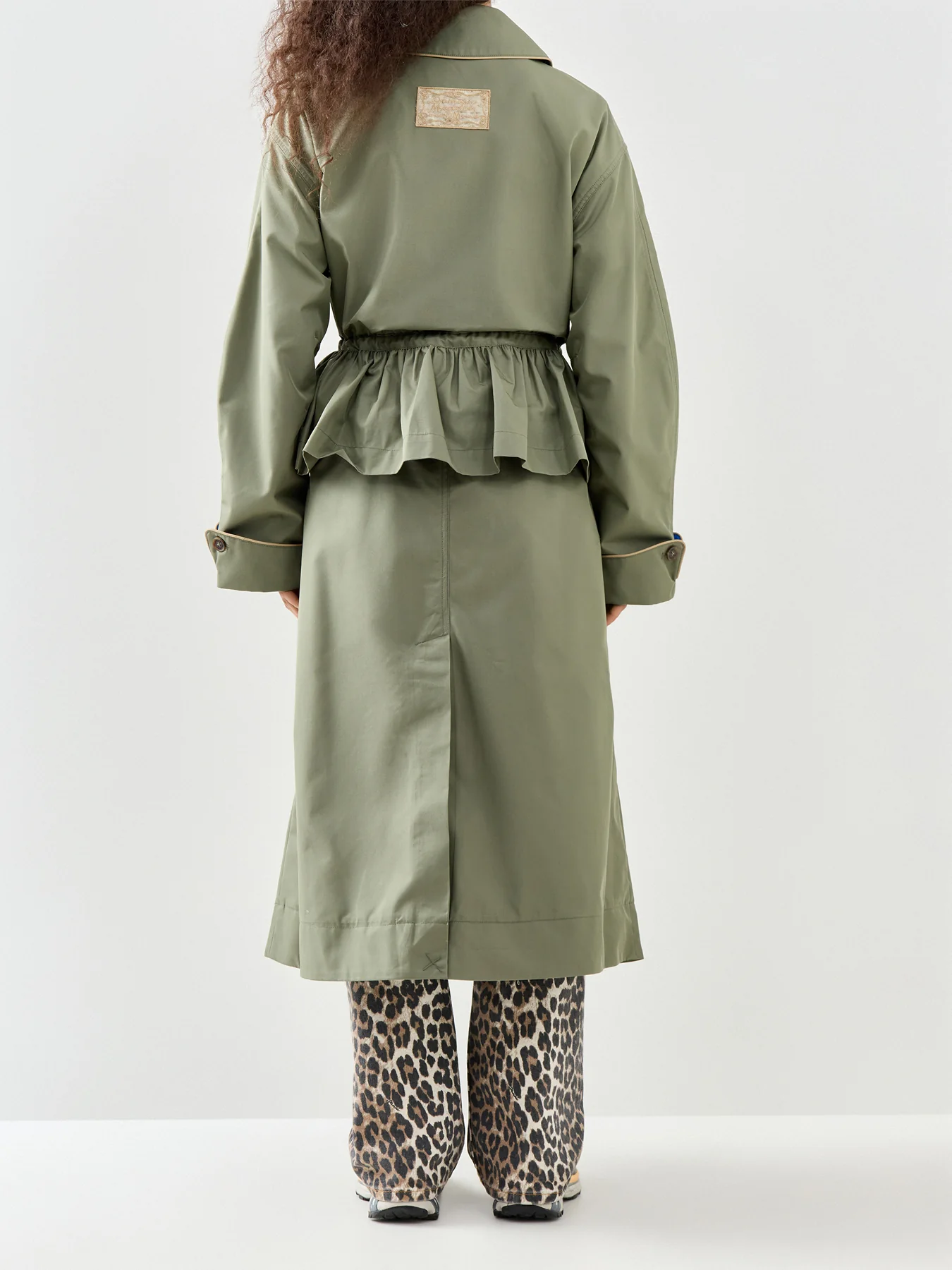 Myrtle Cotton Trench Coat Green - Image 5