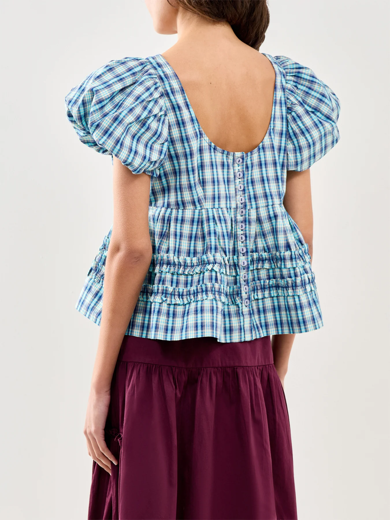 Summer Joy Check Blouse Blue - Image 4