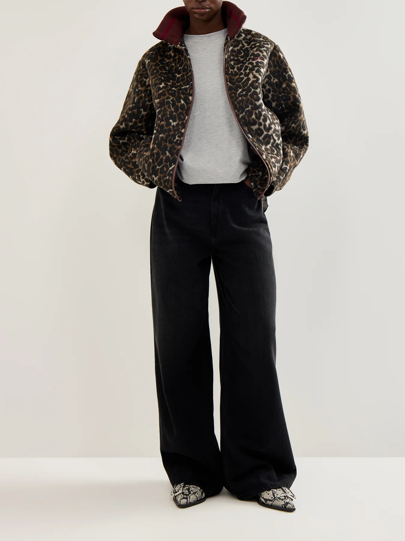 Pixie Wool Bomber Jacket Leopard Print - Image 2
