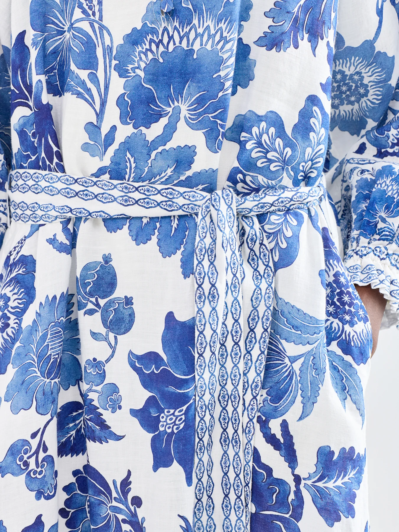 Idania Linen Shirt Dress Blue - Image 3