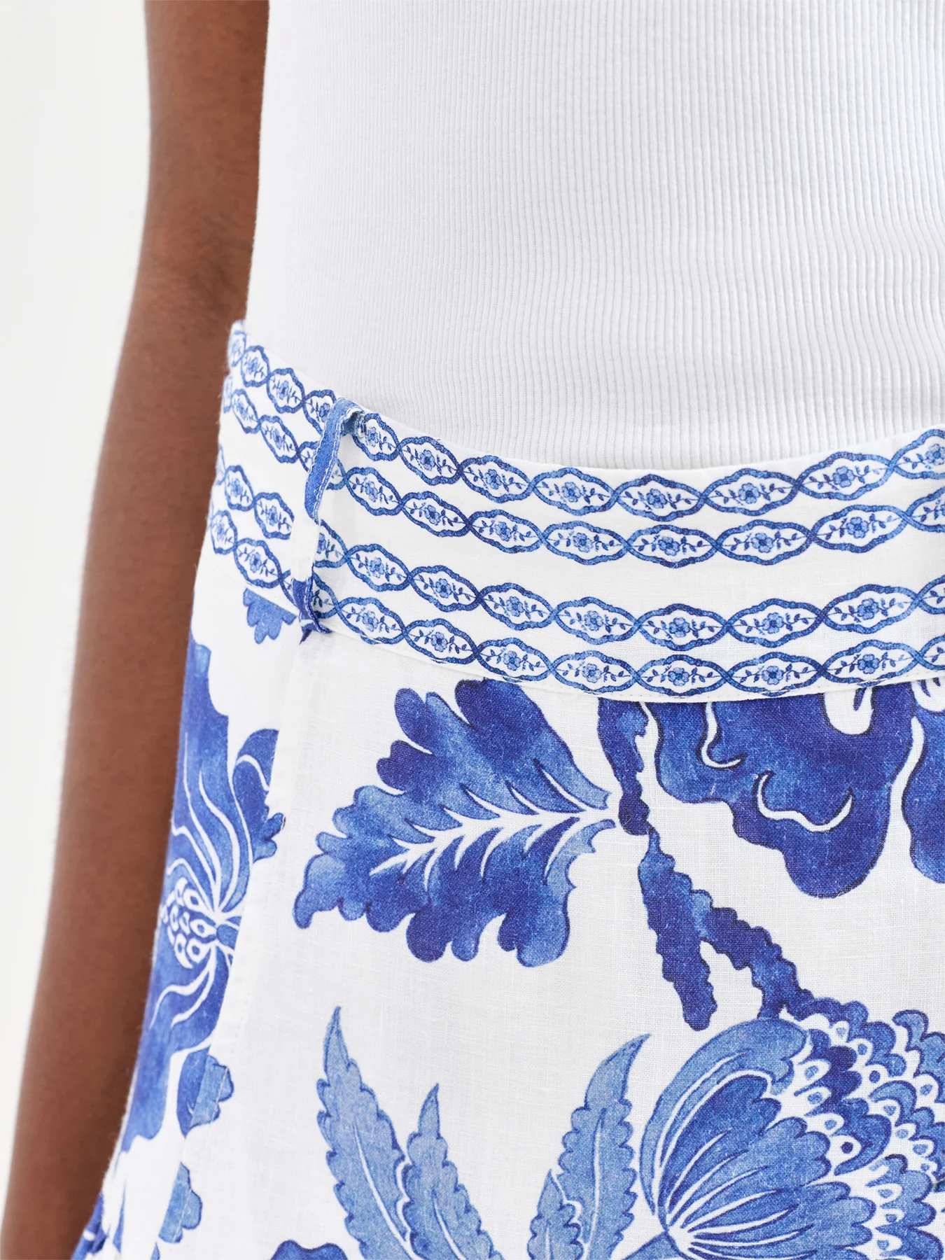 Petrine Linen A-Line Skirt Blue - Image 3