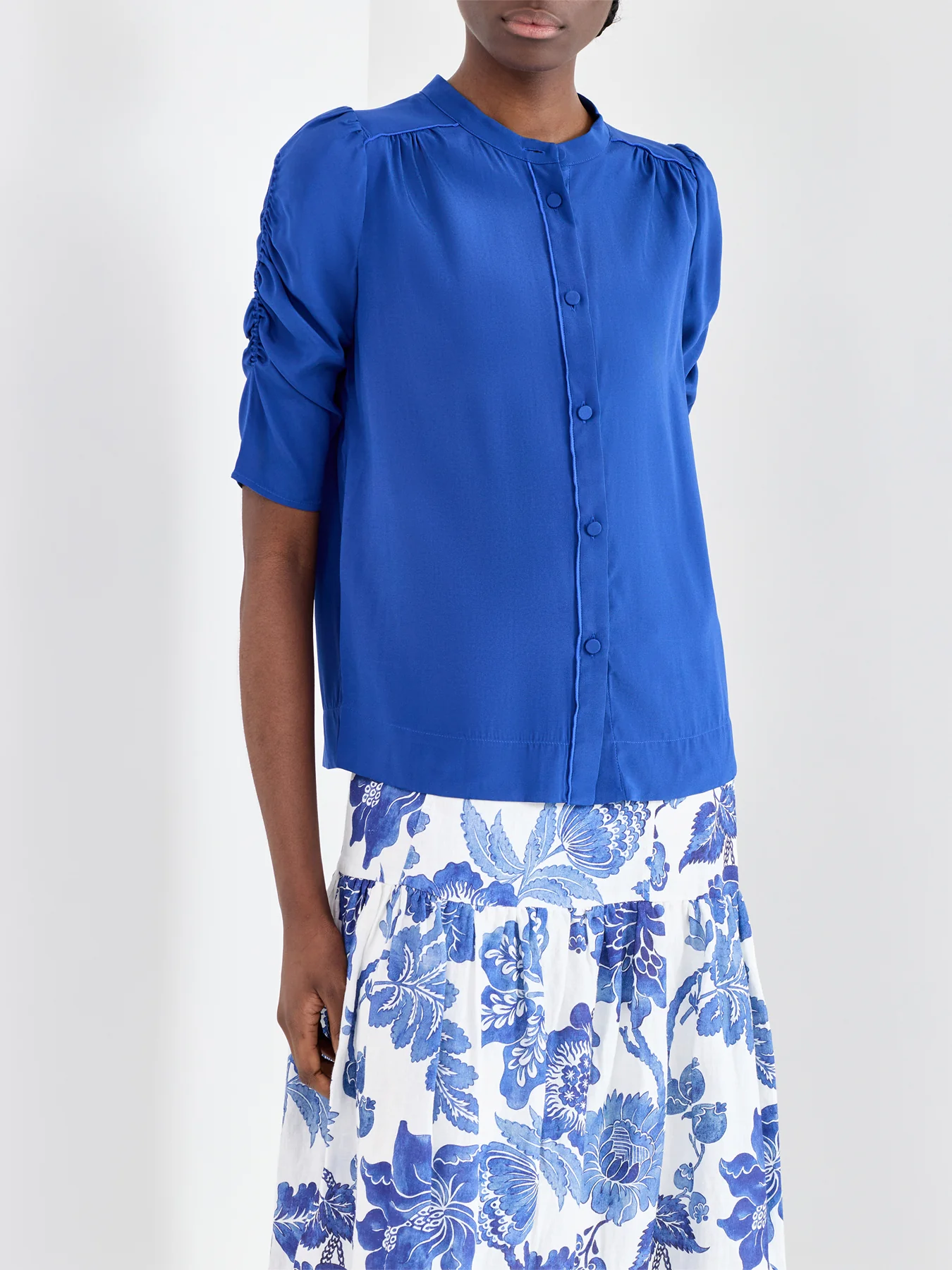 Rafaela Silk Blouse Navy - Image 4