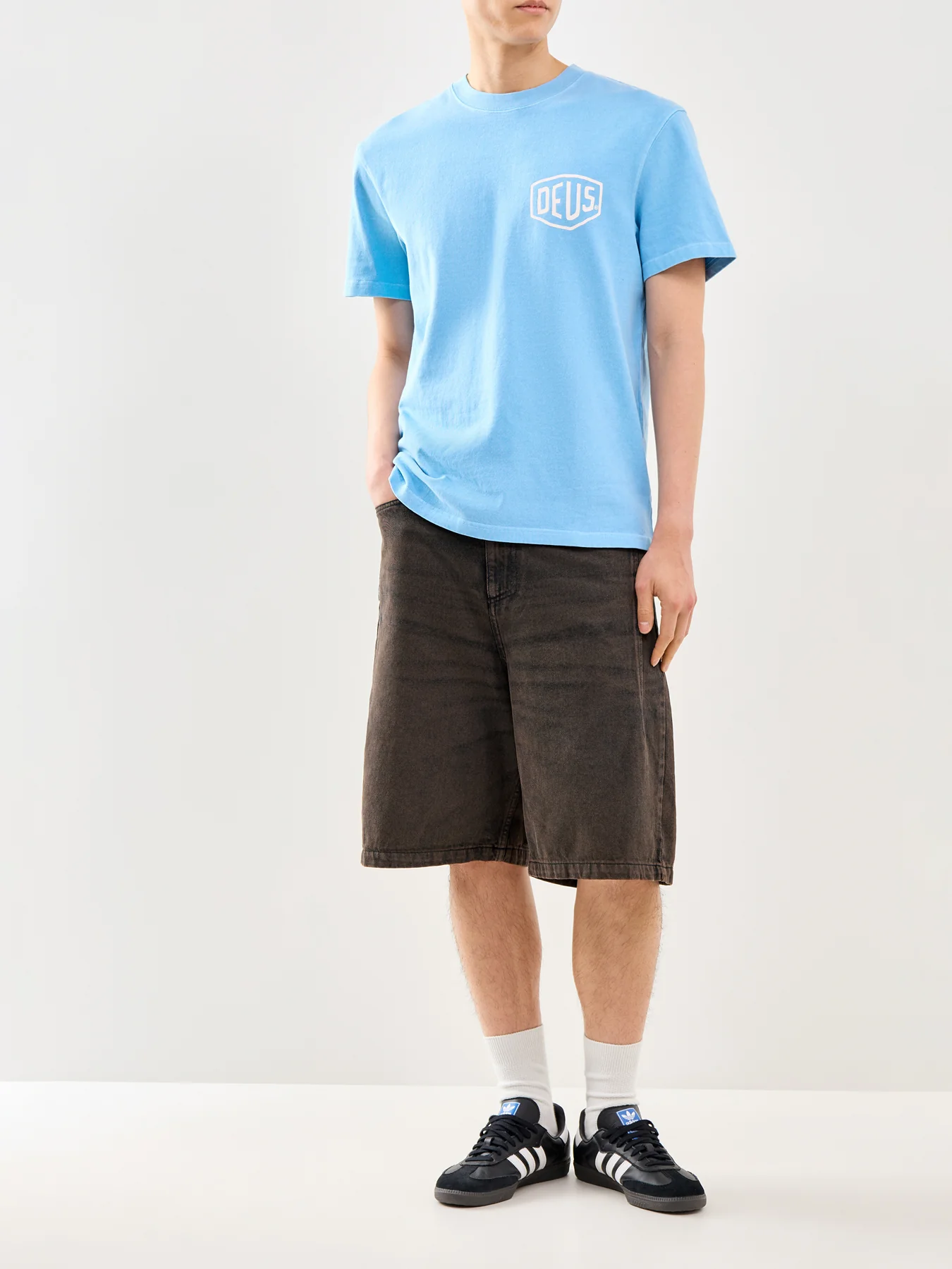Garment Dyed Organic Cotton T-Shirt Blue - Image 2