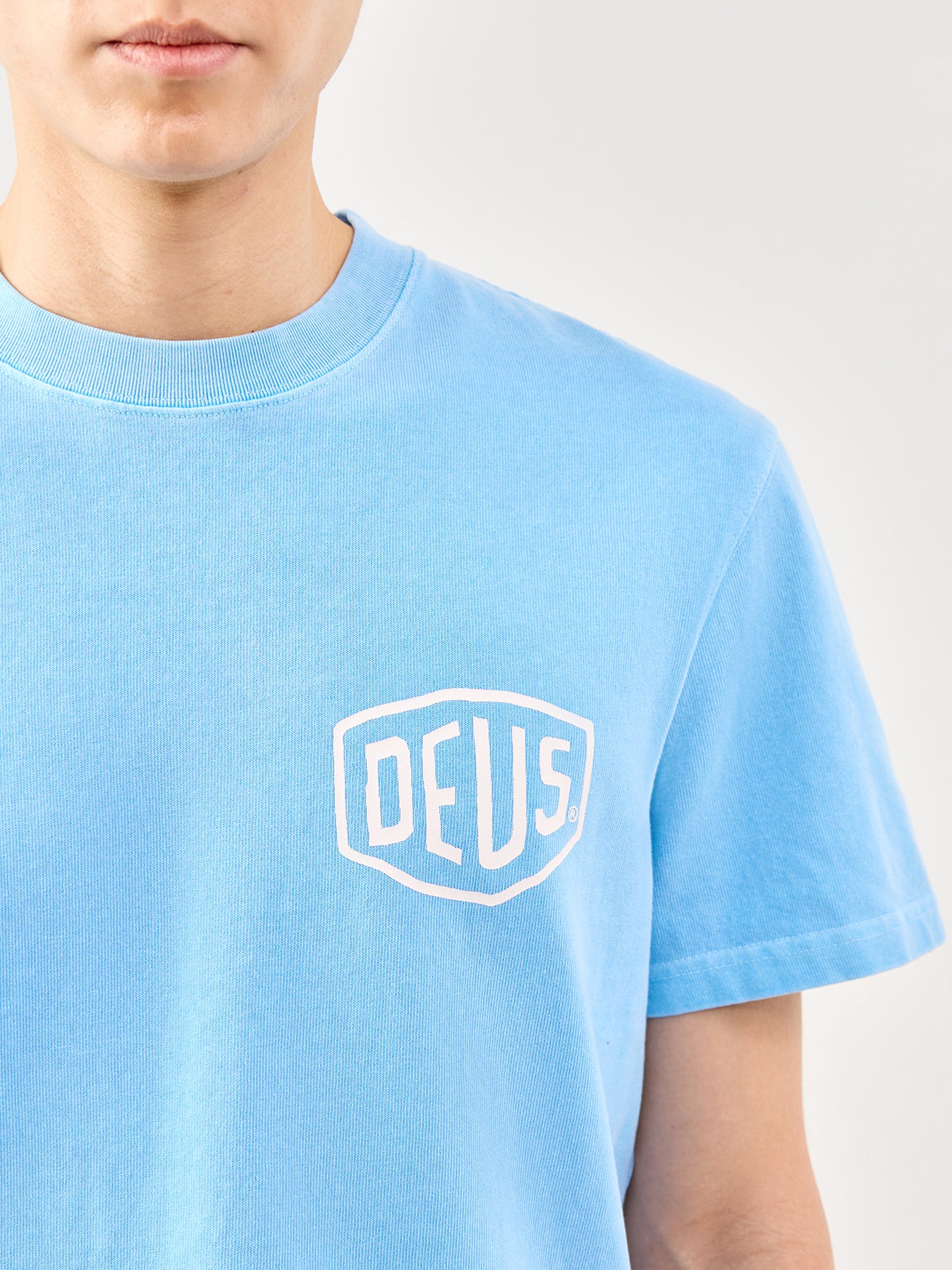 Garment Dyed Organic Cotton T-Shirt Blue - Image 3