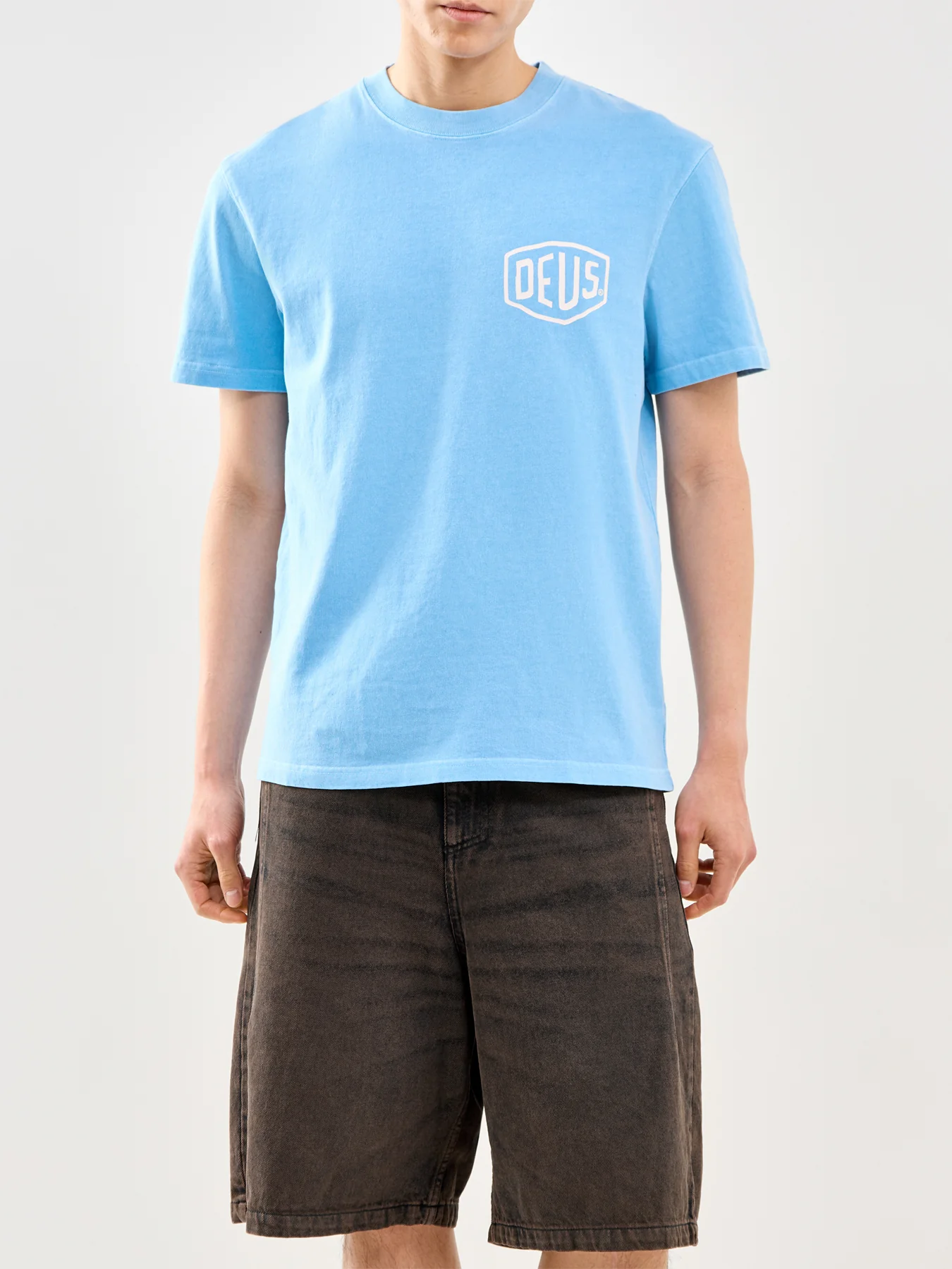 Garment Dyed Organic Cotton T-Shirt Blue - Image 4