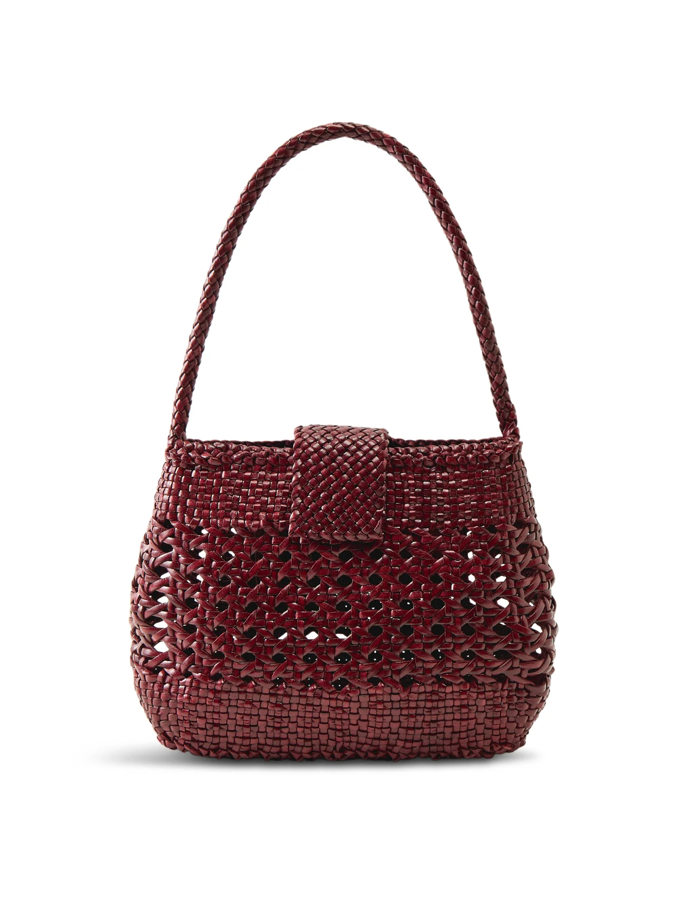 Rixo x Dragon Diffusion Amoria Woven Leather Bag Burgundy