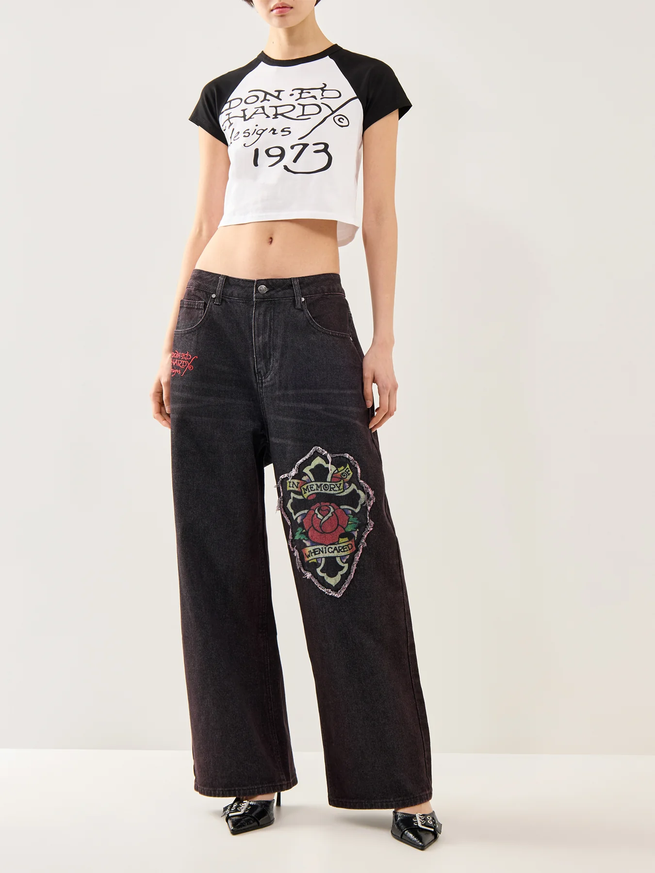 Drawn Panther Ringer T-Shirt White - Image 2