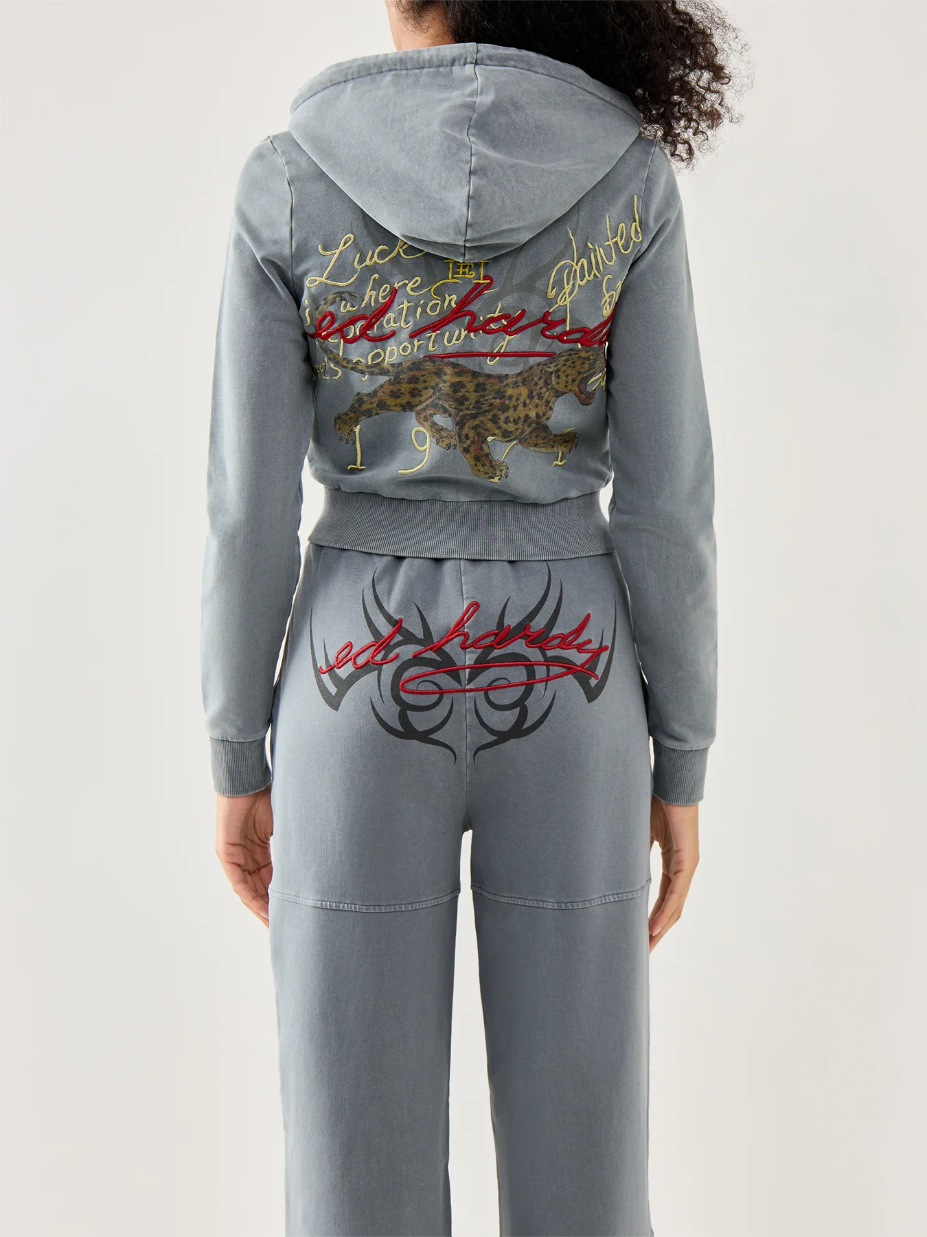 Flaming Tiger Cropped Zip Thru Charcoal - Image 5