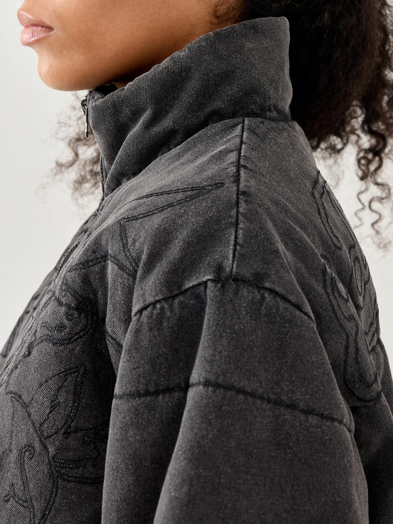 Love Kills Quilted Puffer Jacket Black - Image 3
