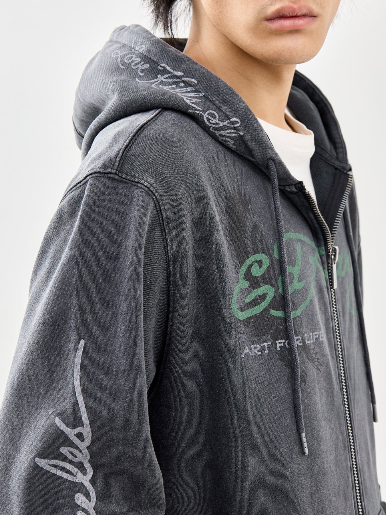 Art For Life Tattoo Zip Hoodie Black - Image 3