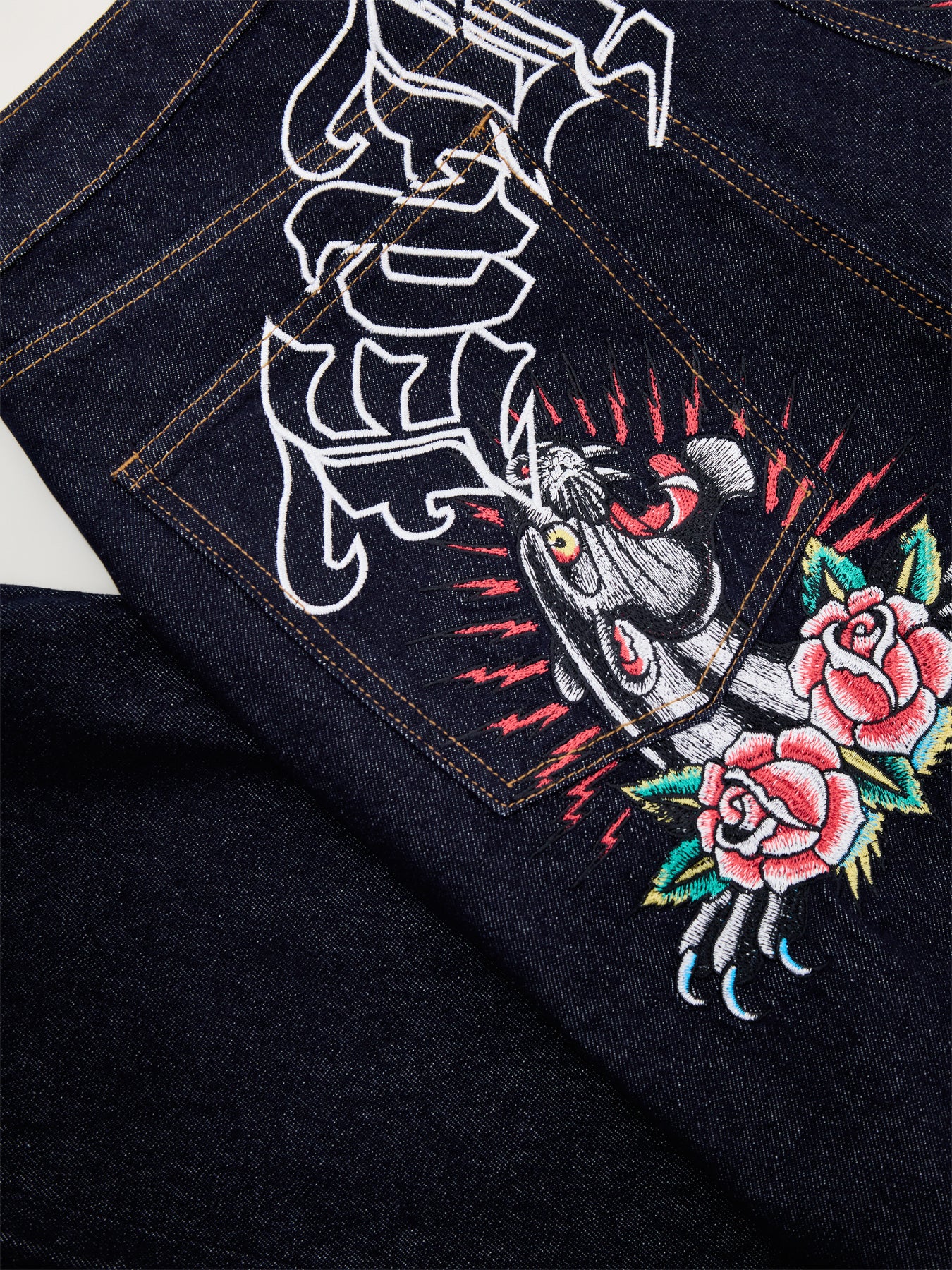 Embroidered Panther Relaxed Jeans Blue - Image 3