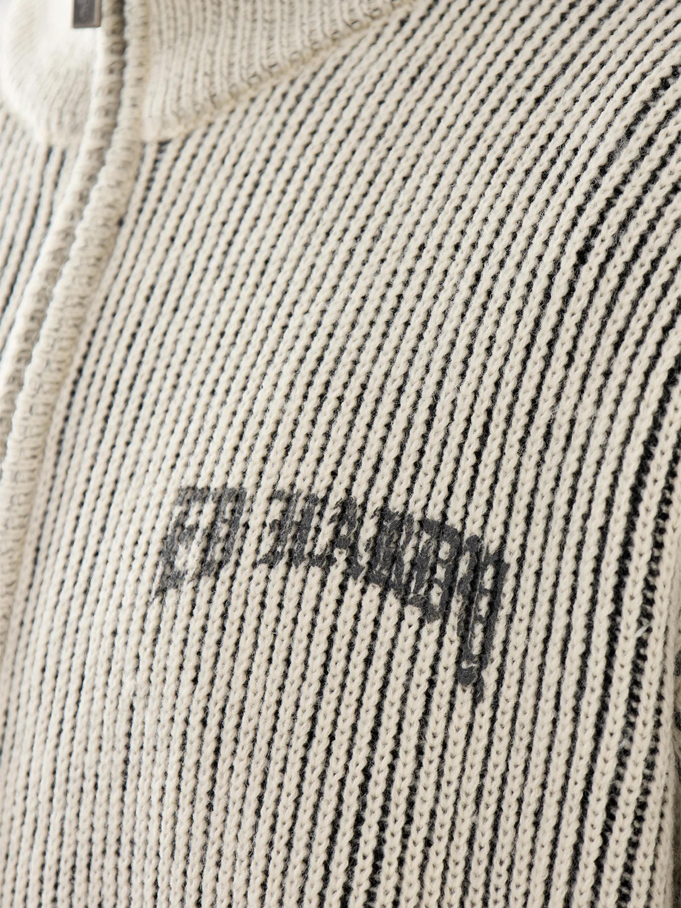 Life Before Honor Fur Detail Knitted Zip Thru Jacket White - Image 3