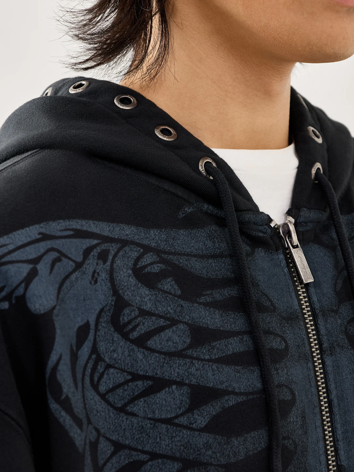 Mens Skeleton In Acid Zip Thru Hoodie - Image 3