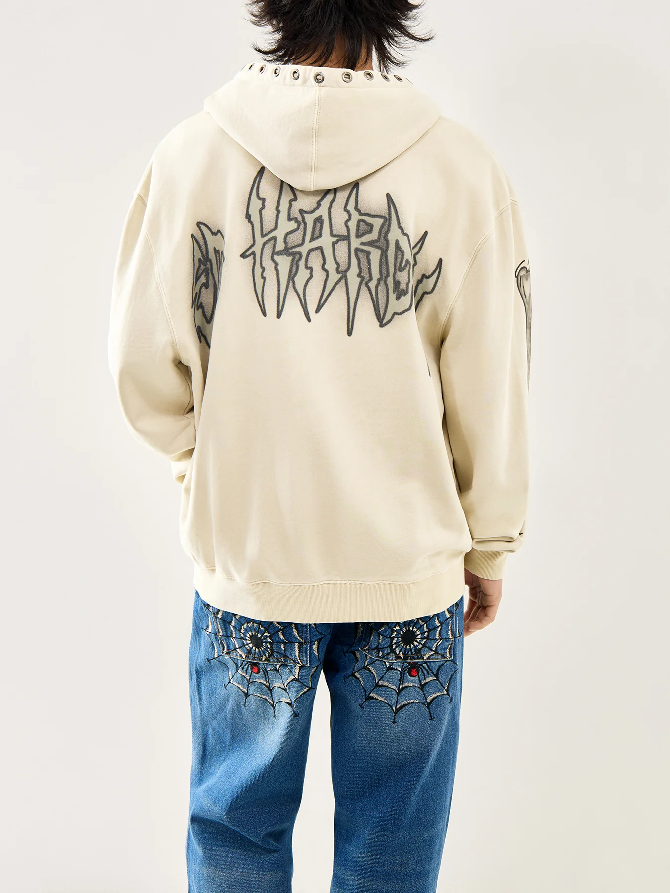 Skeleton Acid Zip Hoodie Ecru - Image 5
