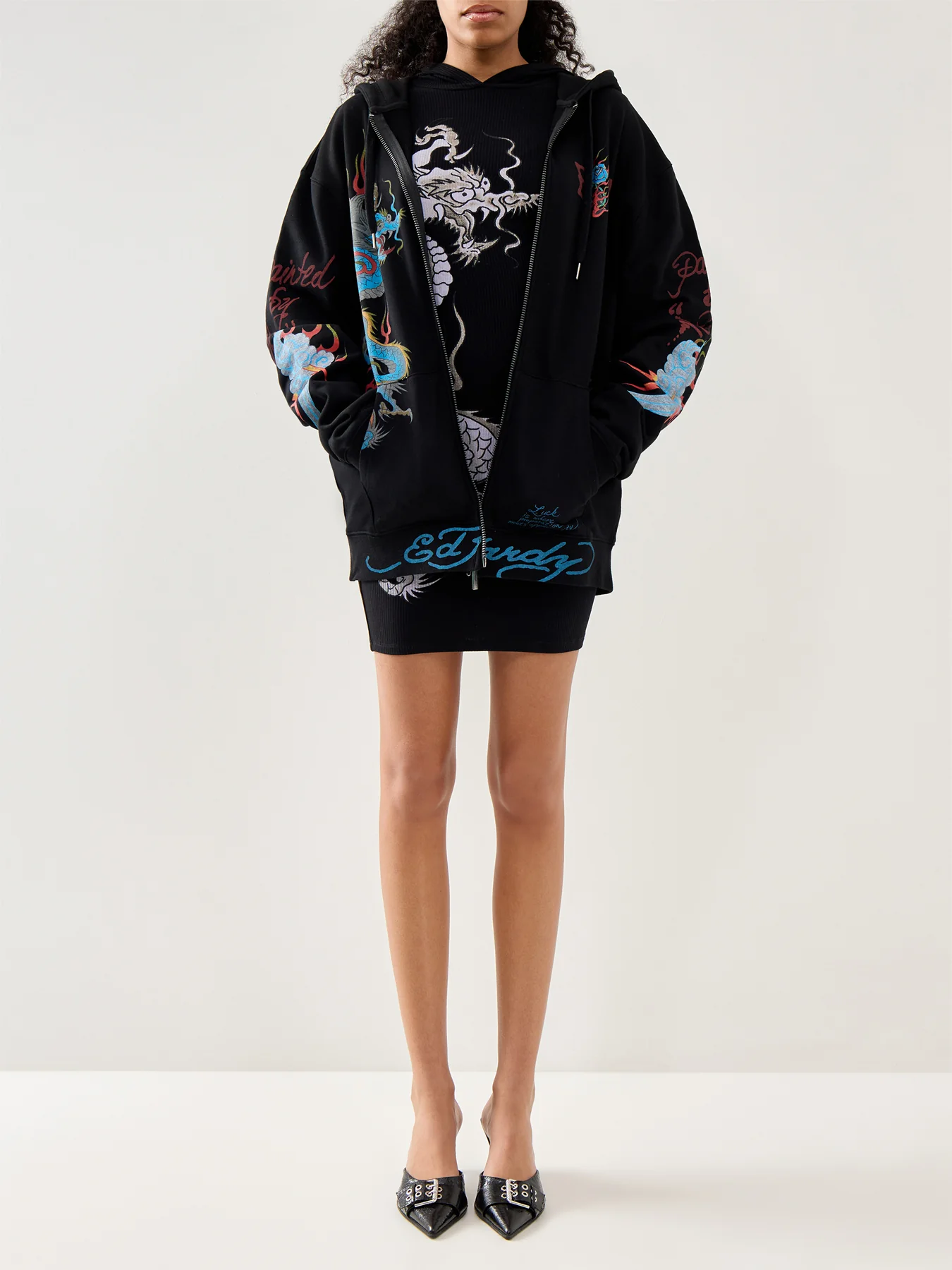 Red Dragon Hoodie Dress Black - Image 2
