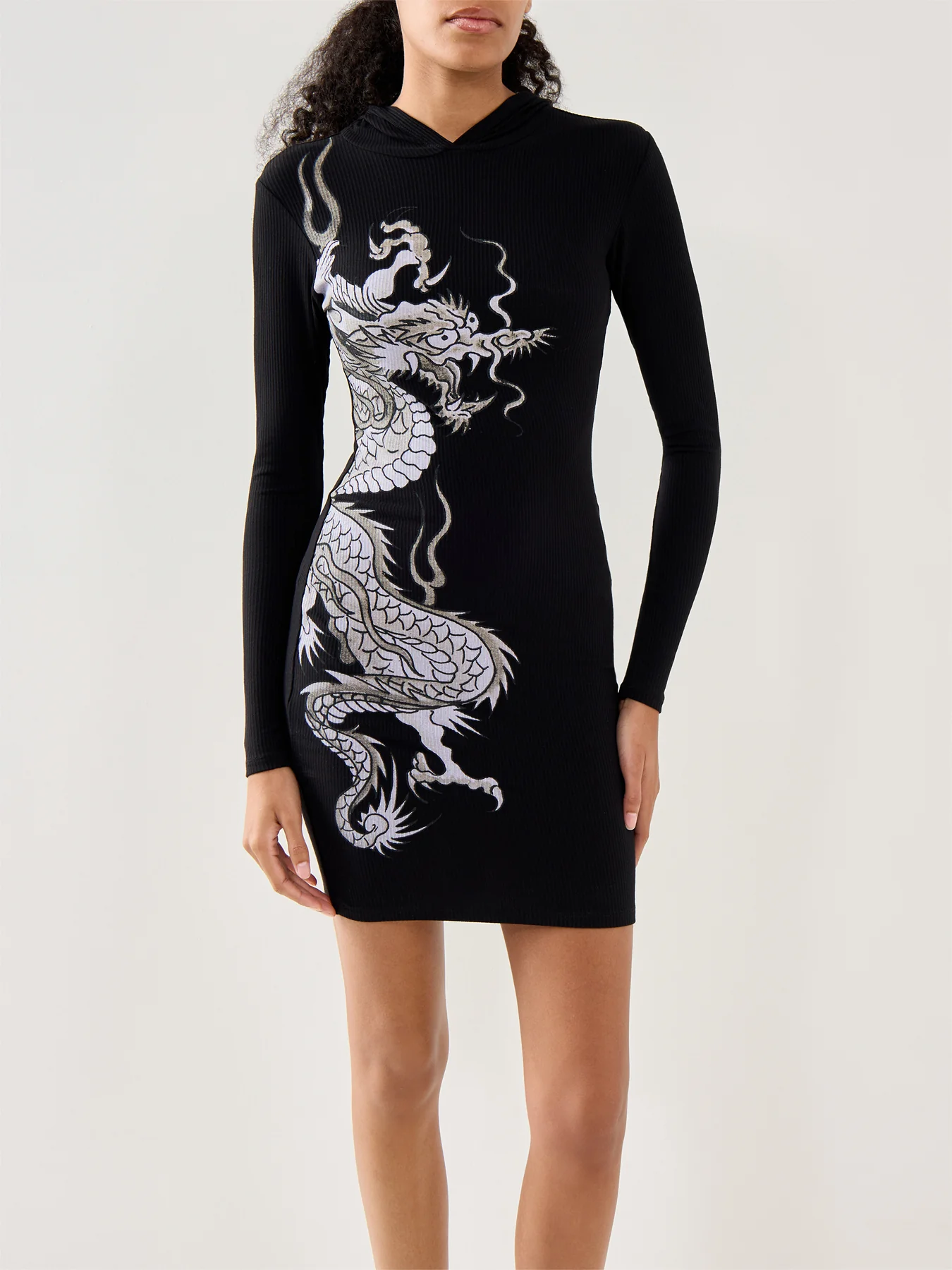 Red Dragon Hoodie Dress Black - Image 4