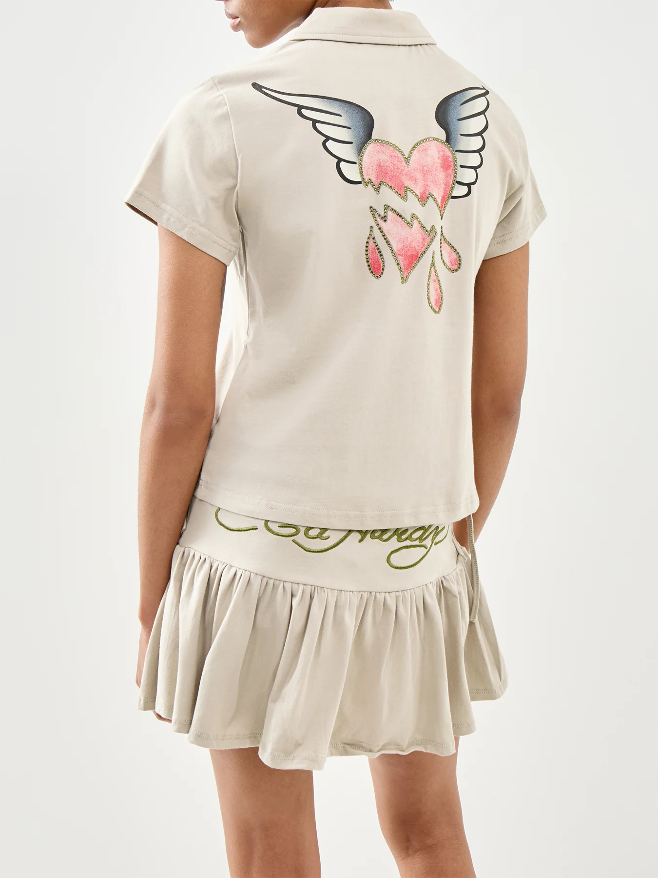 Broken Hearts Mini Polo Shirt Green - Image 5