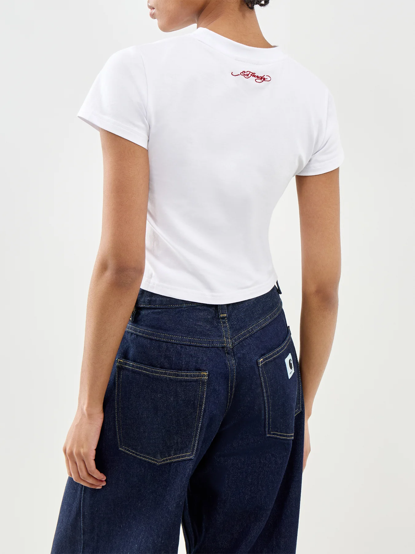 Panther Embroidered Baby Tee White - Image 5
