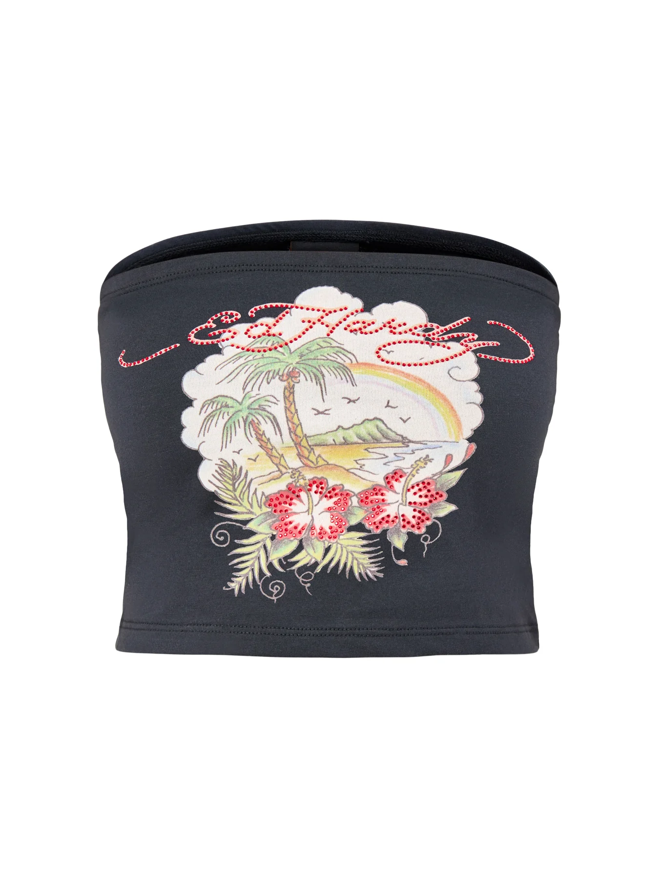 Paradise Tattoo Bandeau Top Black