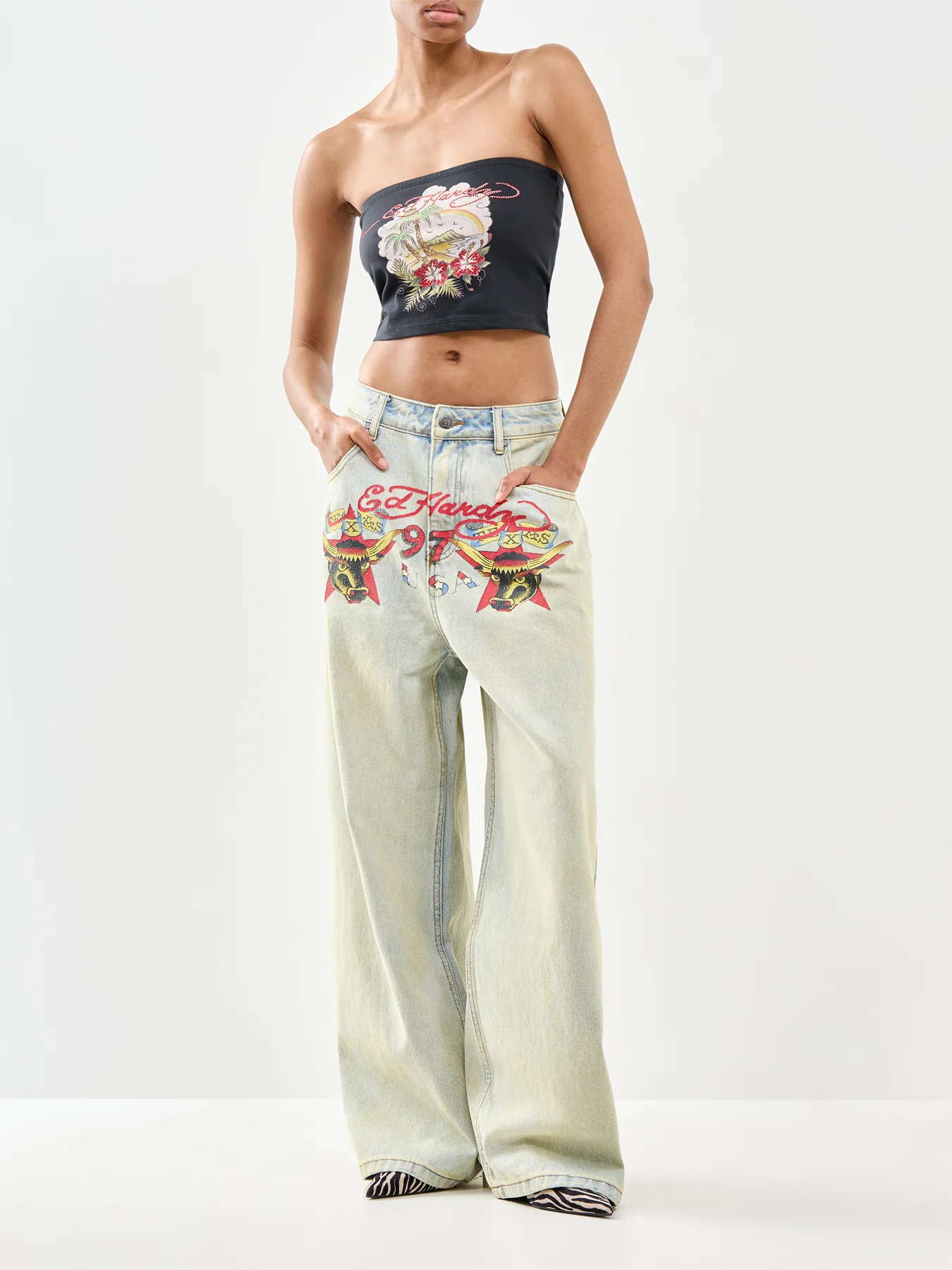 Paradise Tattoo Bandeau Top Black - Image 2