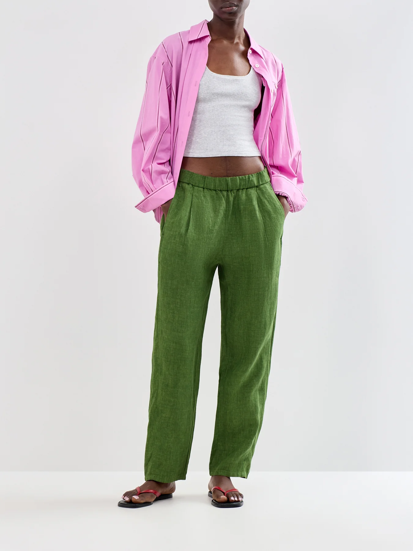 Pleated Lantern Trousers Green - Image 2