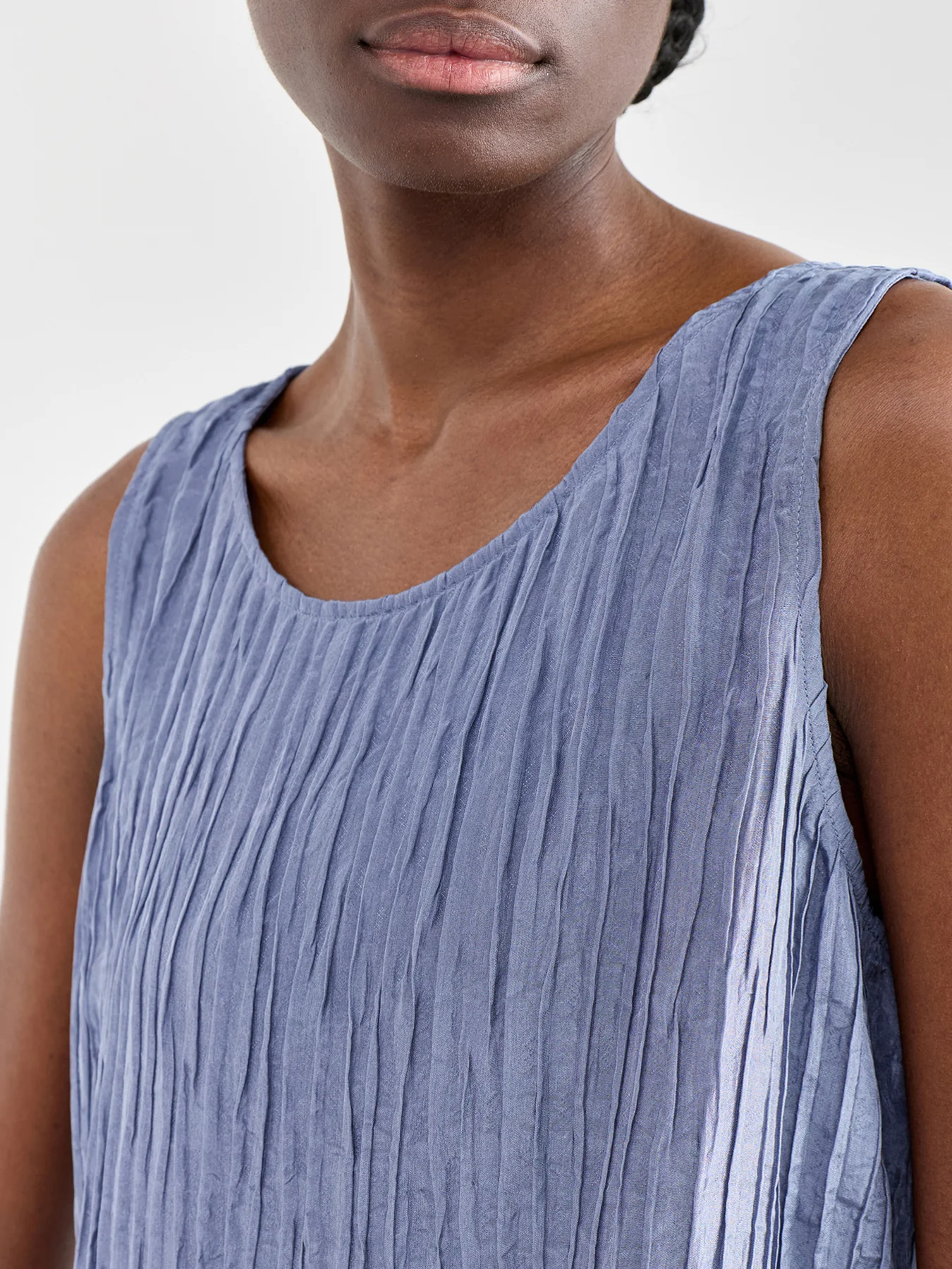 Ballet Neck Silk Shell Top Blue - Image 3