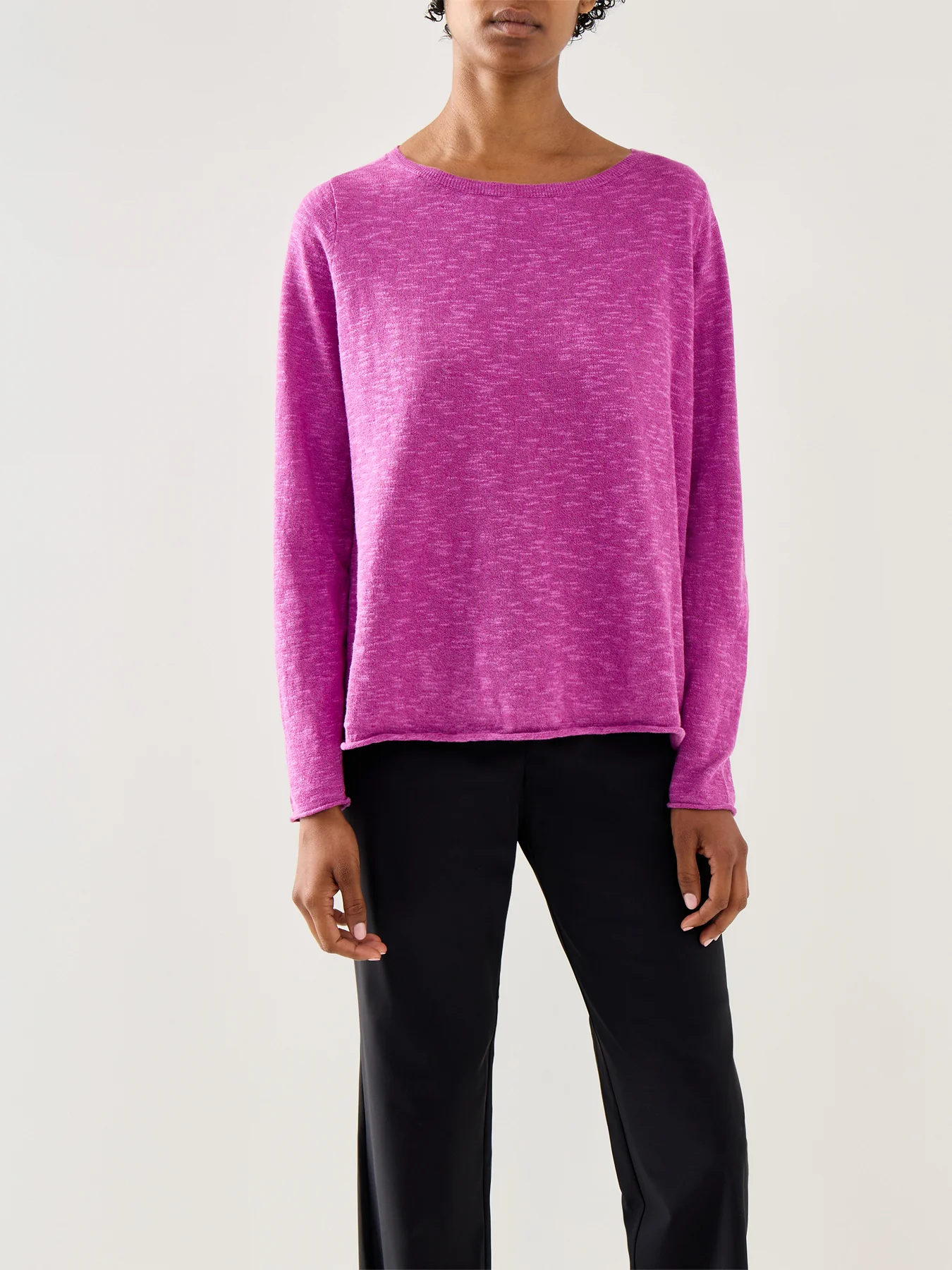 Bateau Neck Sweater Linen Cotton Slub Pink - Image 4