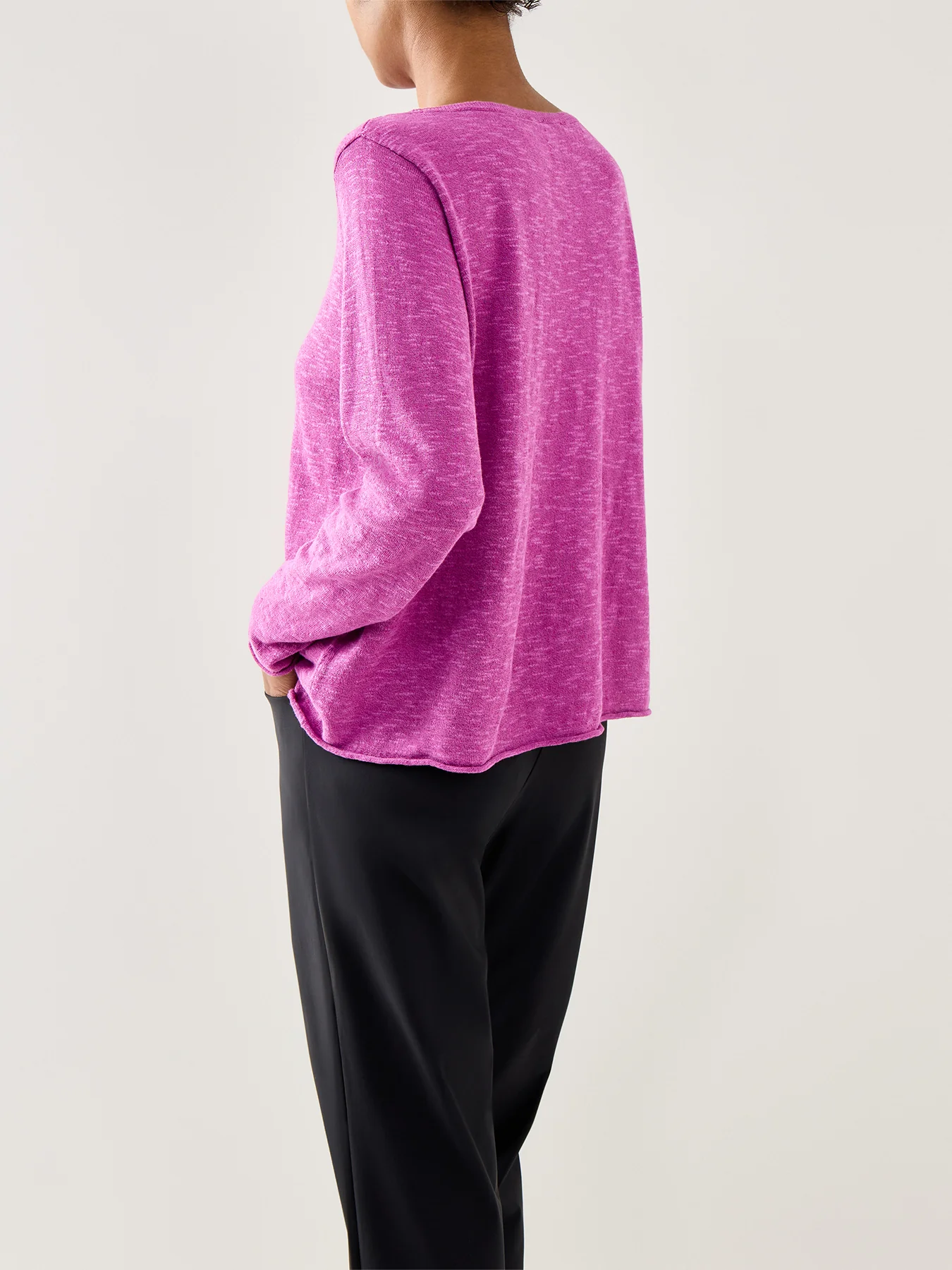 Bateau Neck Sweater Linen Cotton Slub Pink - Image 5