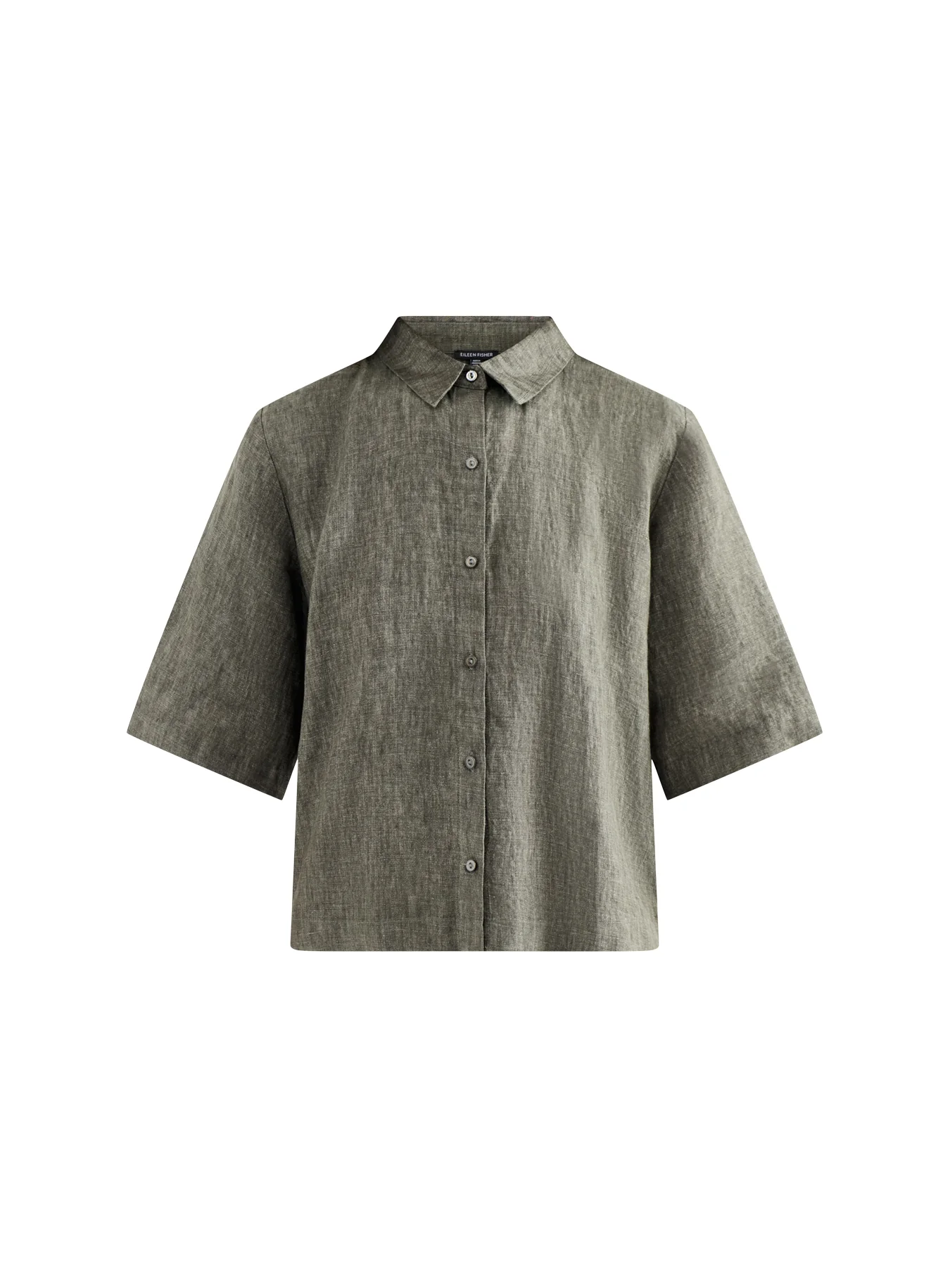 Classic Collar Elbow Sleeve Shirt Khaki