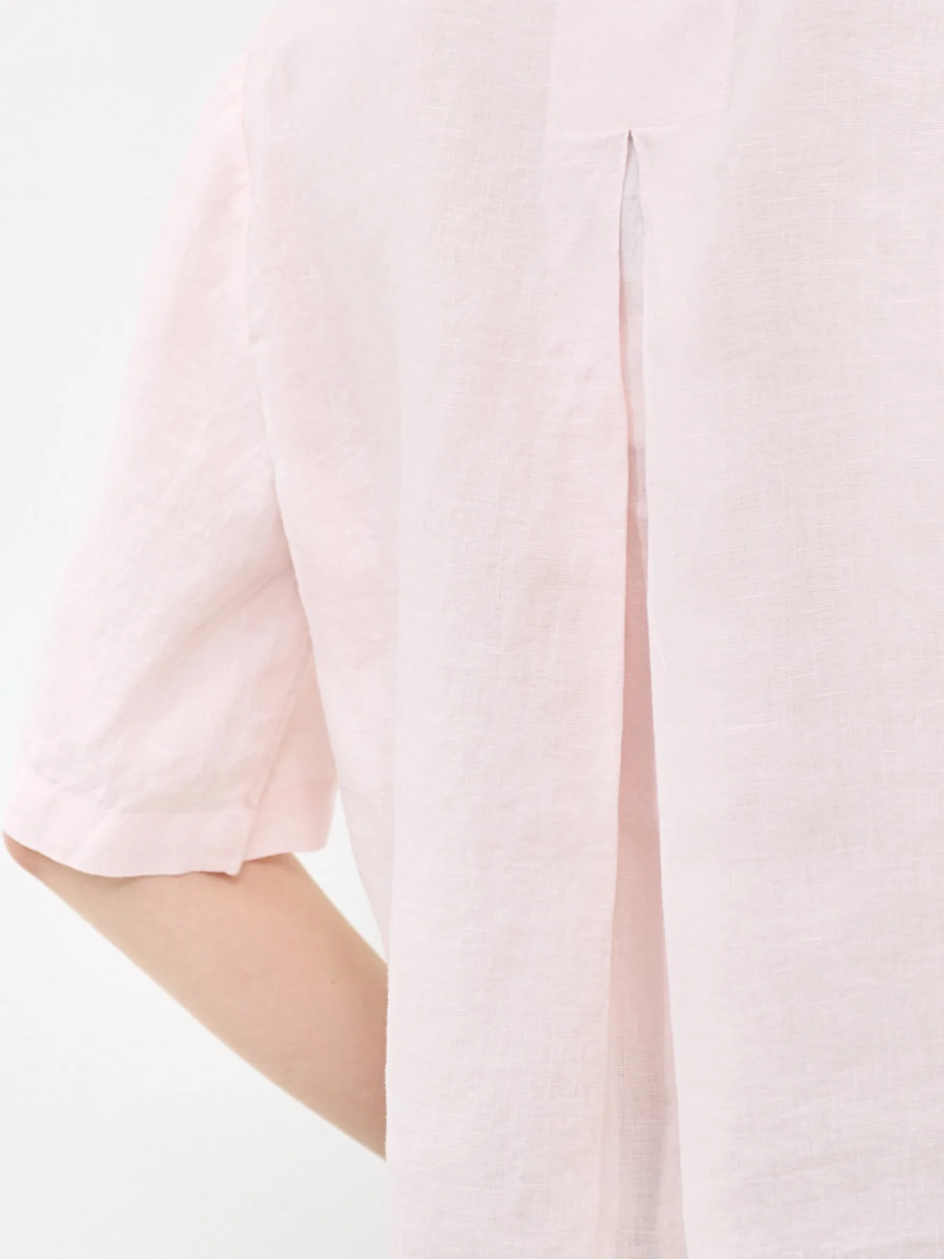 Classic Collar Elbow Sleeve Shirt Pink - Image 3