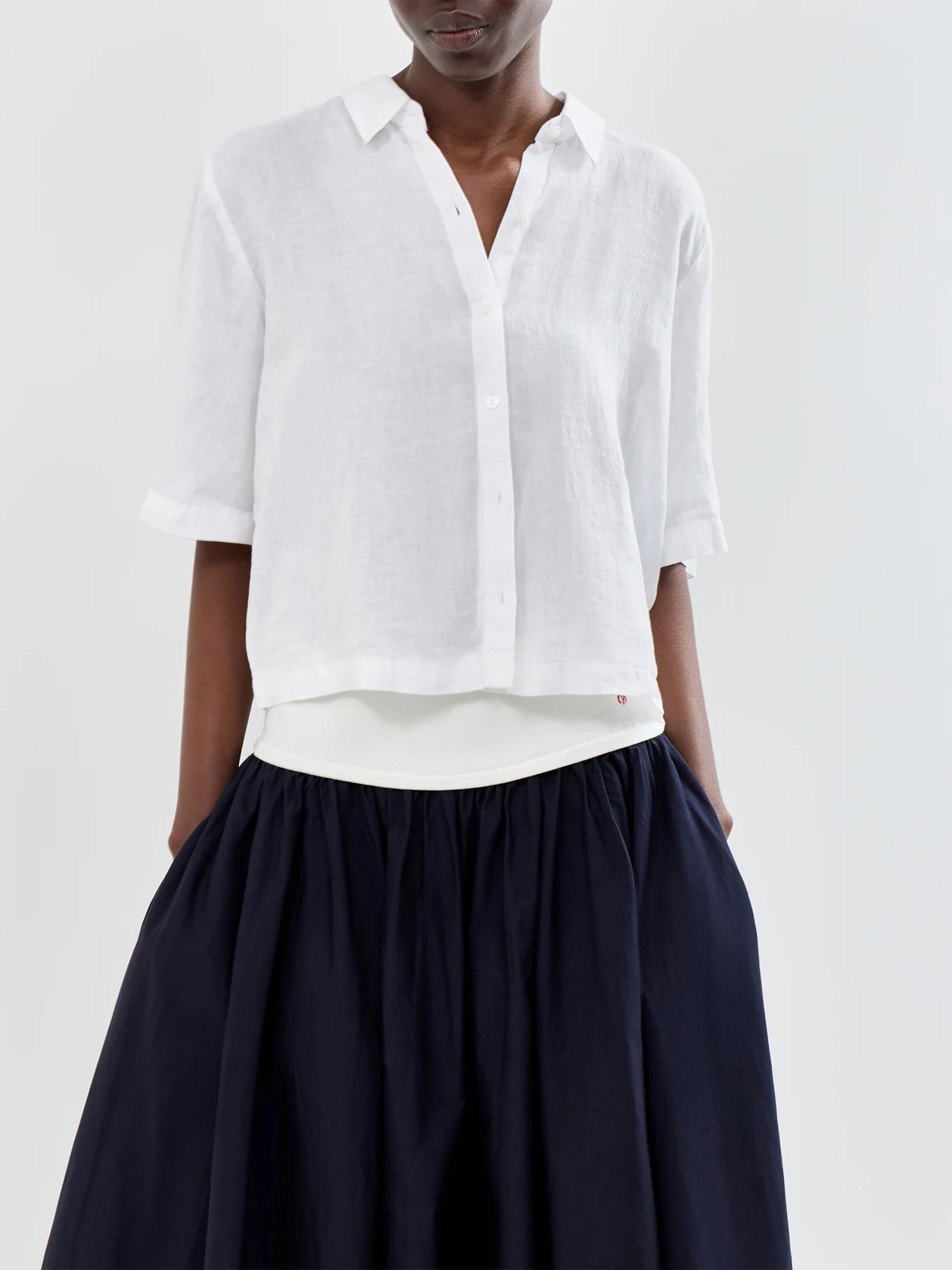 Classic Collar Short Sleeve Shirt White - Image 4