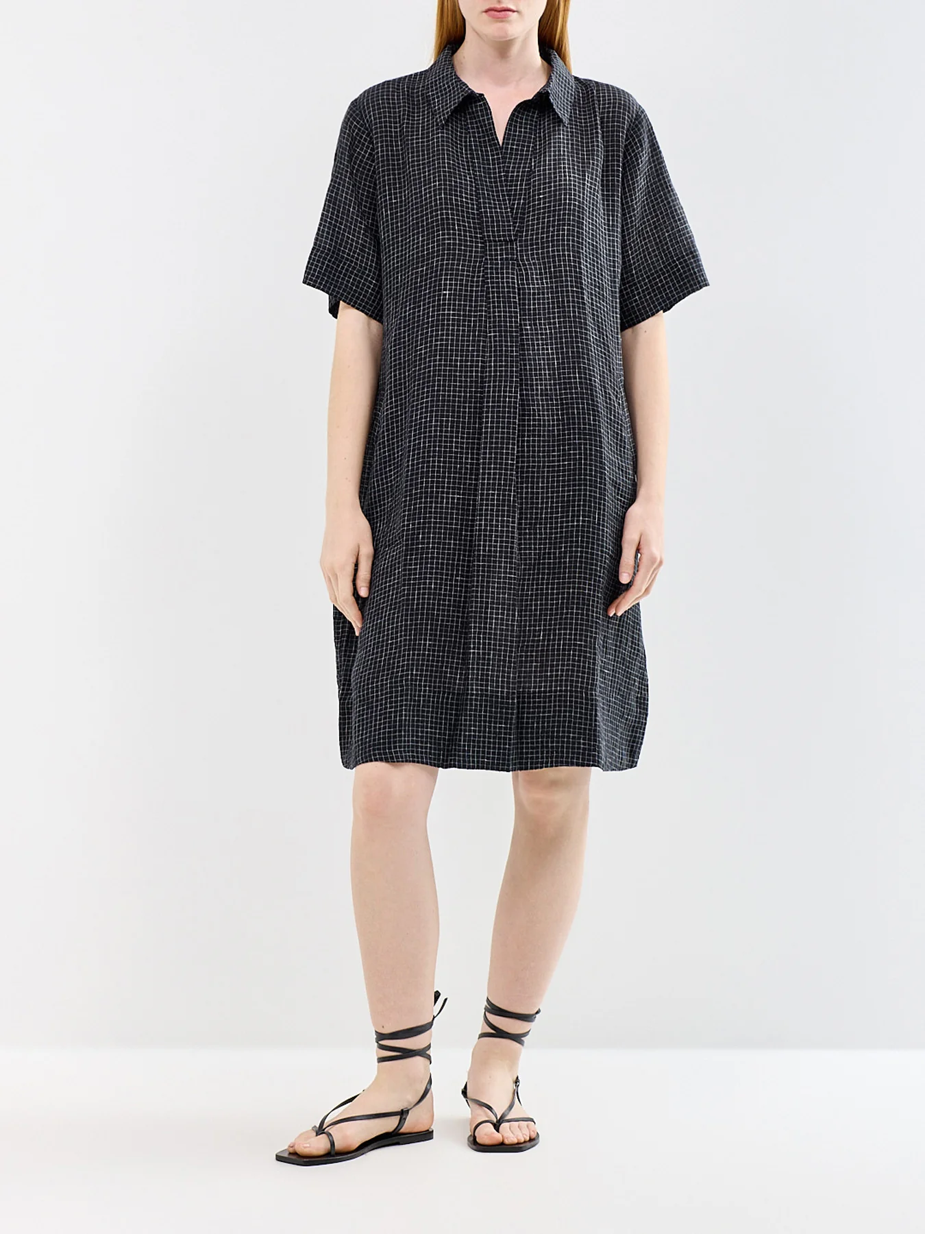 Classic Collar Shirt Dress Black - Image 4
