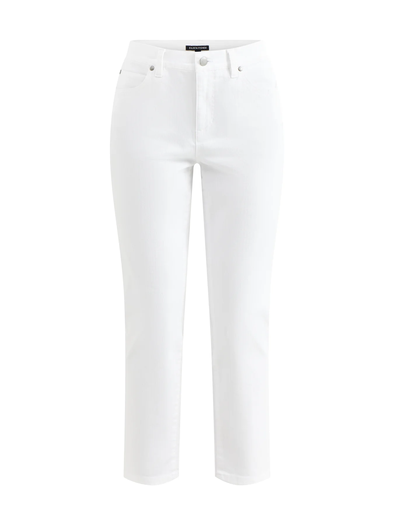 High Waisted Slim Ankle Pant White