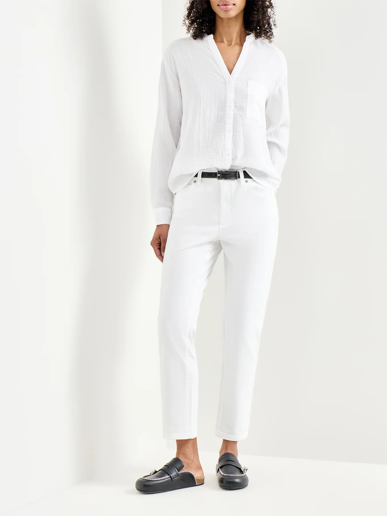 High Waisted Slim Ankle Pant White - Image 2