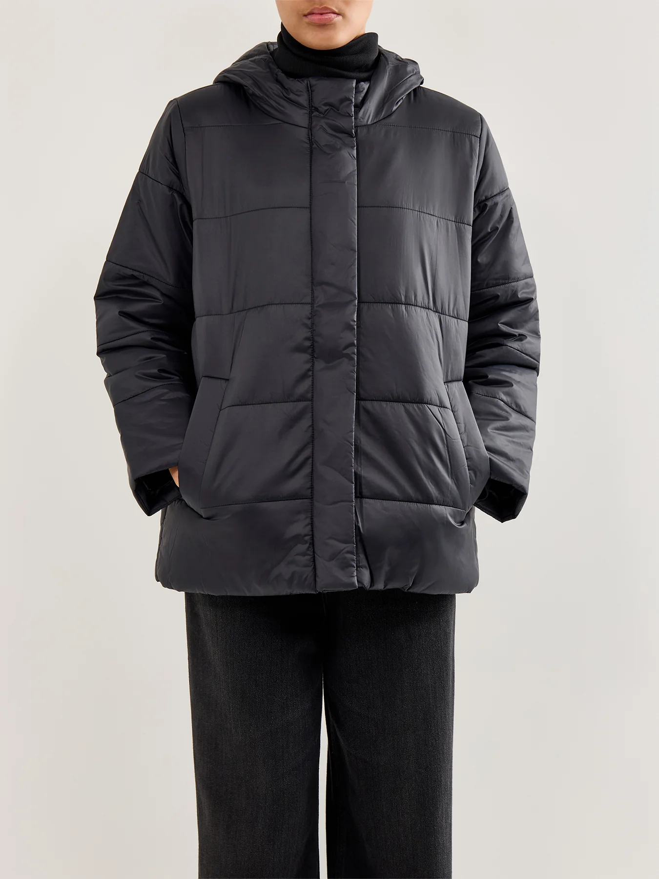 Hooded Puffer Coat Black - Image 4