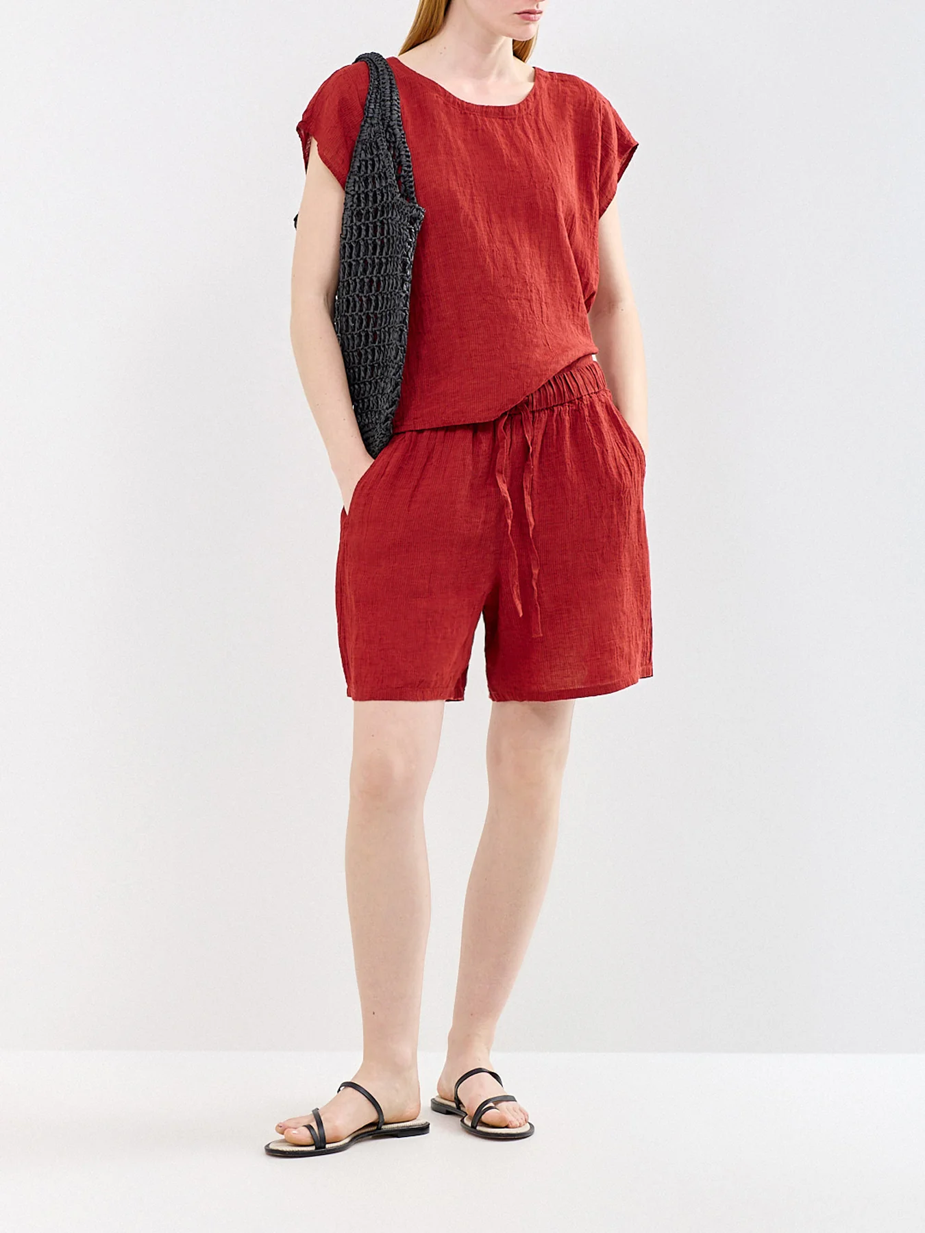 Jewel Neck Square Top Red - Image 2