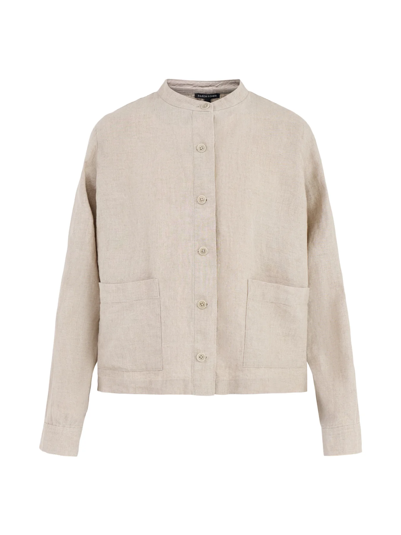 Mandarin Collar Shirt Jacket Beige