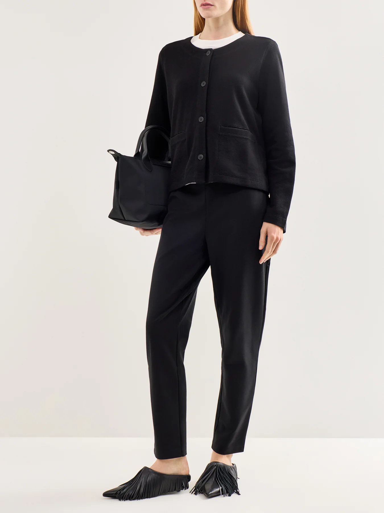 Short Round Neck Jacket Black - Image 2