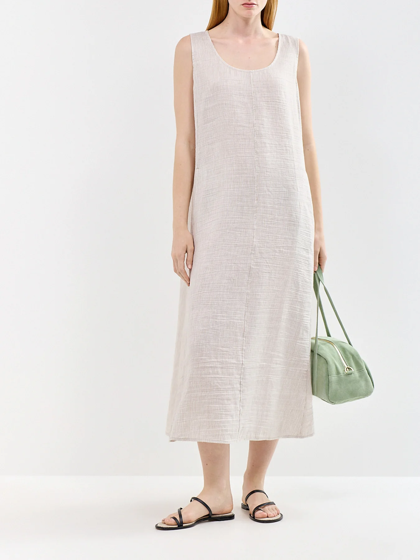 Scoop Neck Midi Dress Beige - Image 2