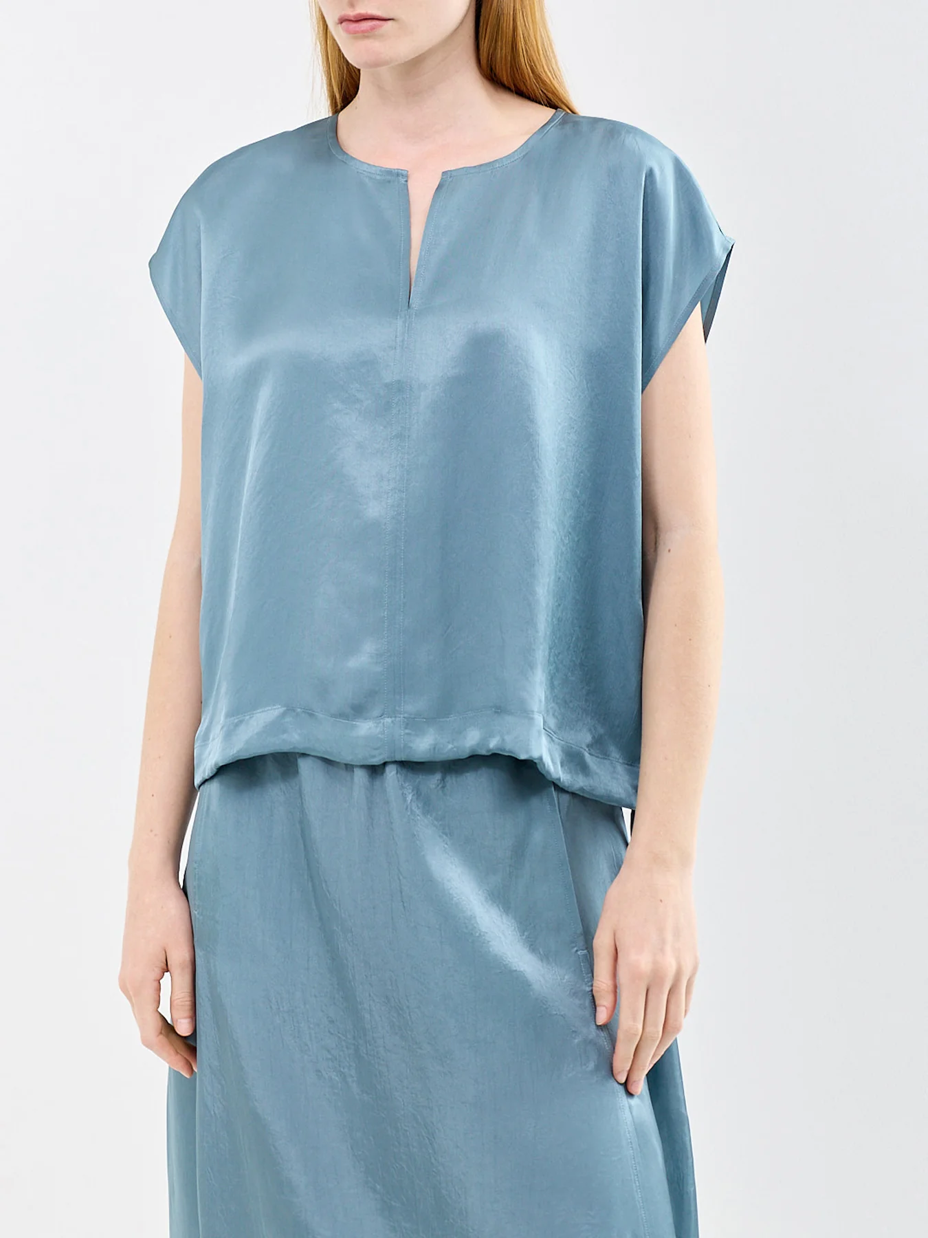 Split Neck Square Top Blue - Image 4
