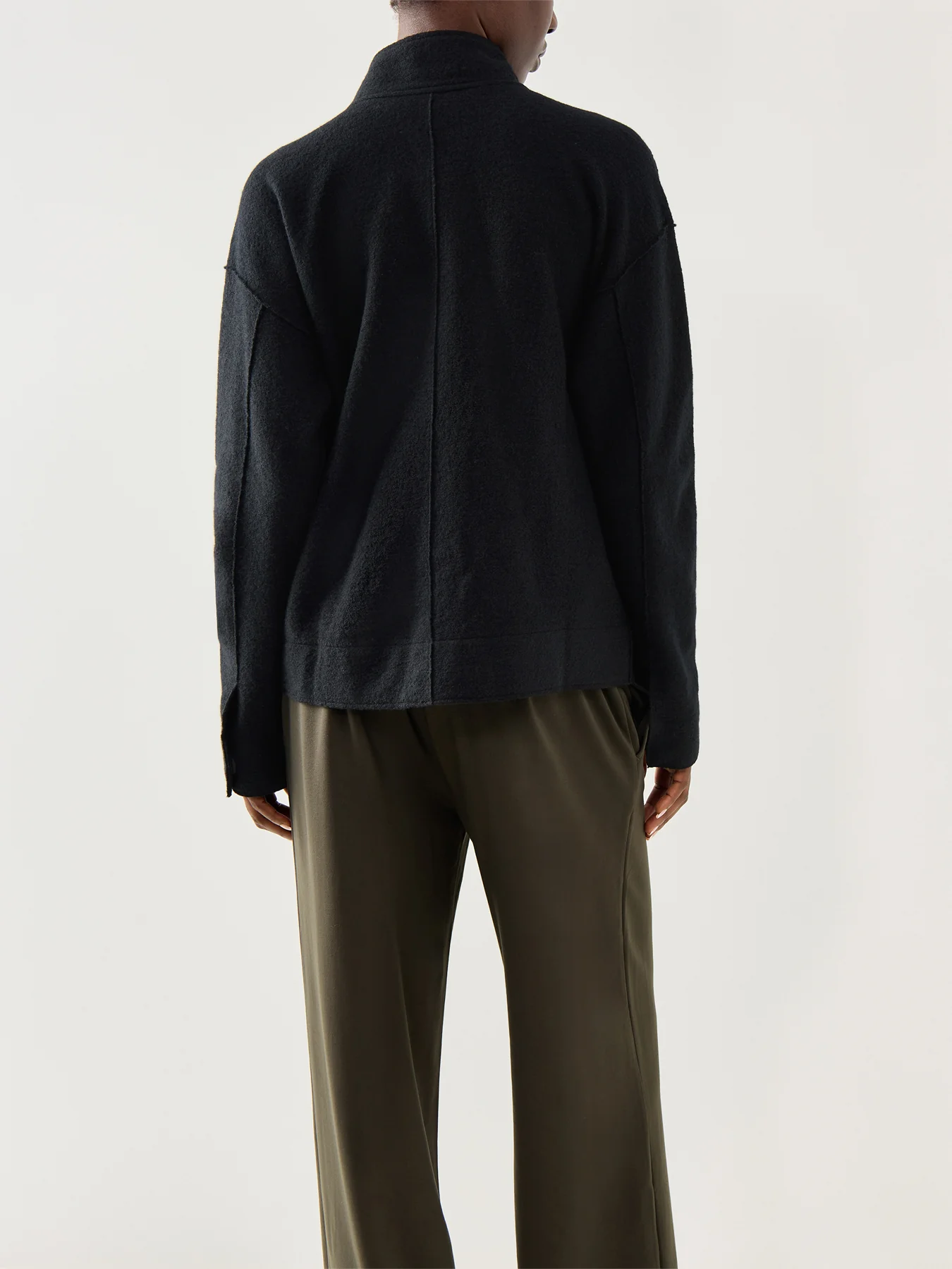 Stand Collar Jacket Pockets Black - Image 5