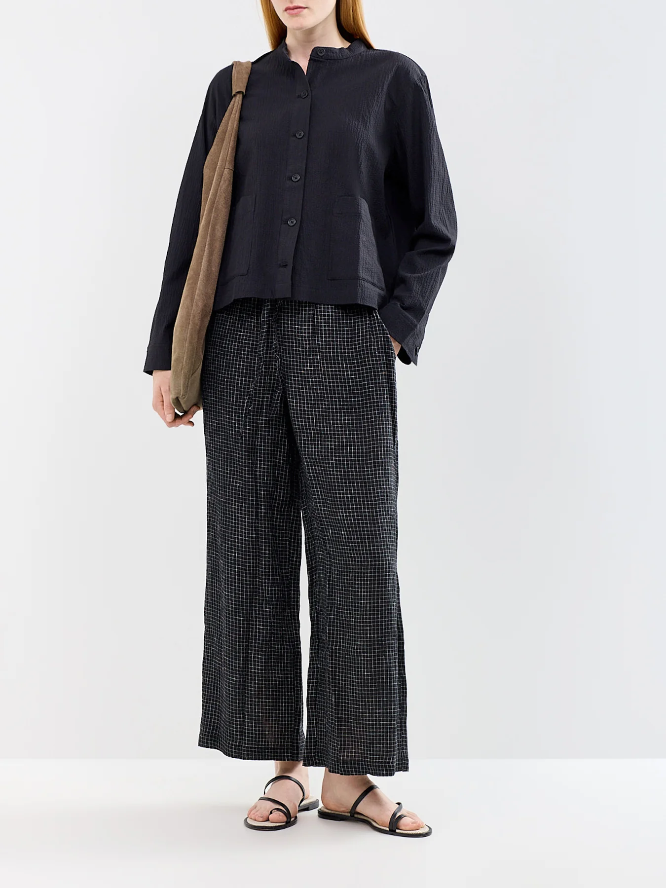 Wide Ankle Drawstring Trousers Black - Image 2